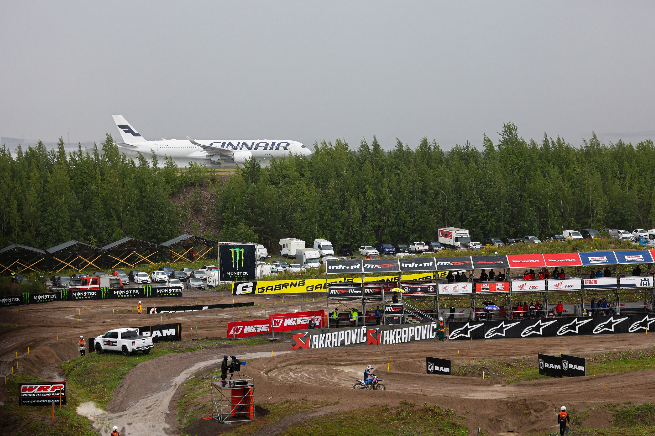 MXGP of Finland track Finnair airlines plane background Motocross World Championship