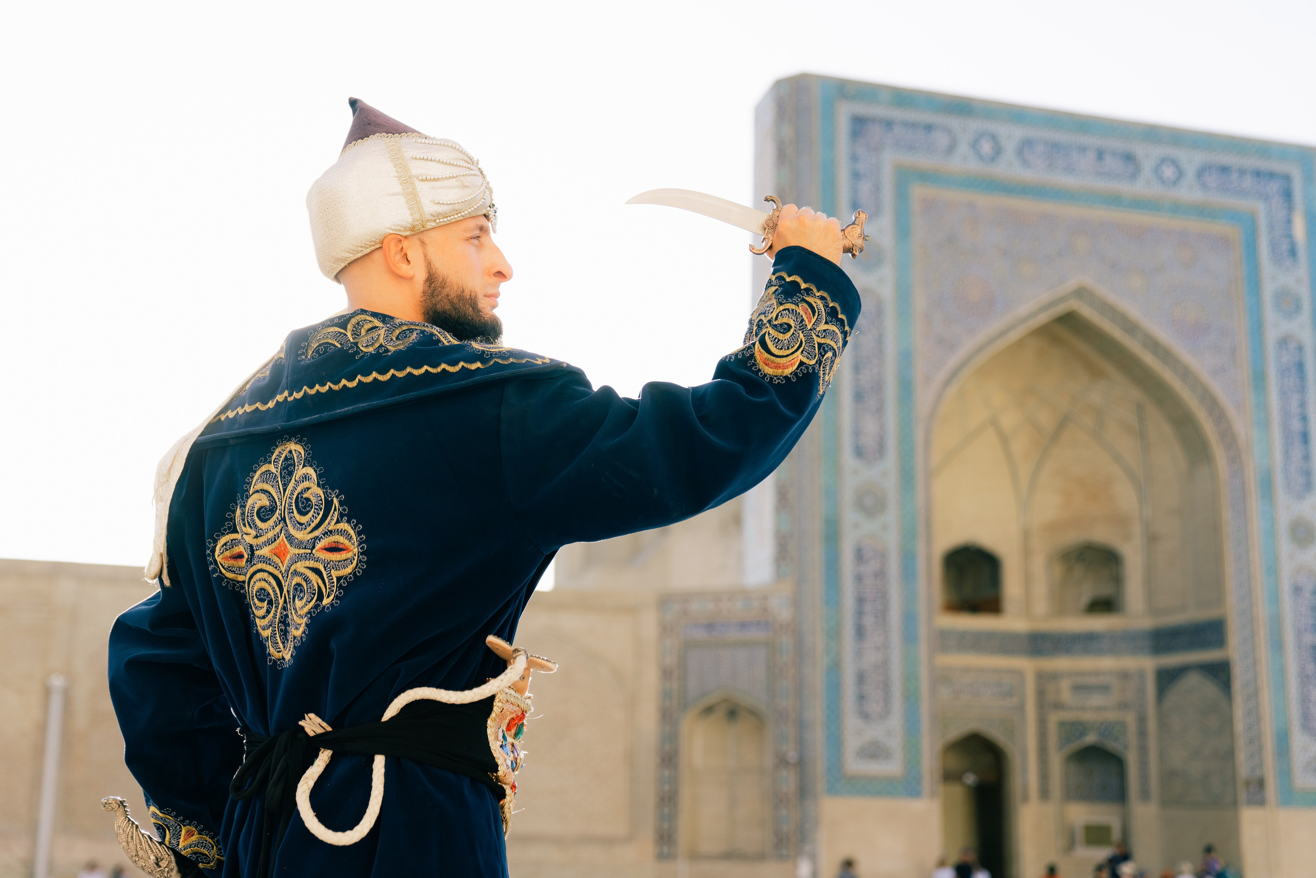 Men's photoshoot in the historical center of Bukhara