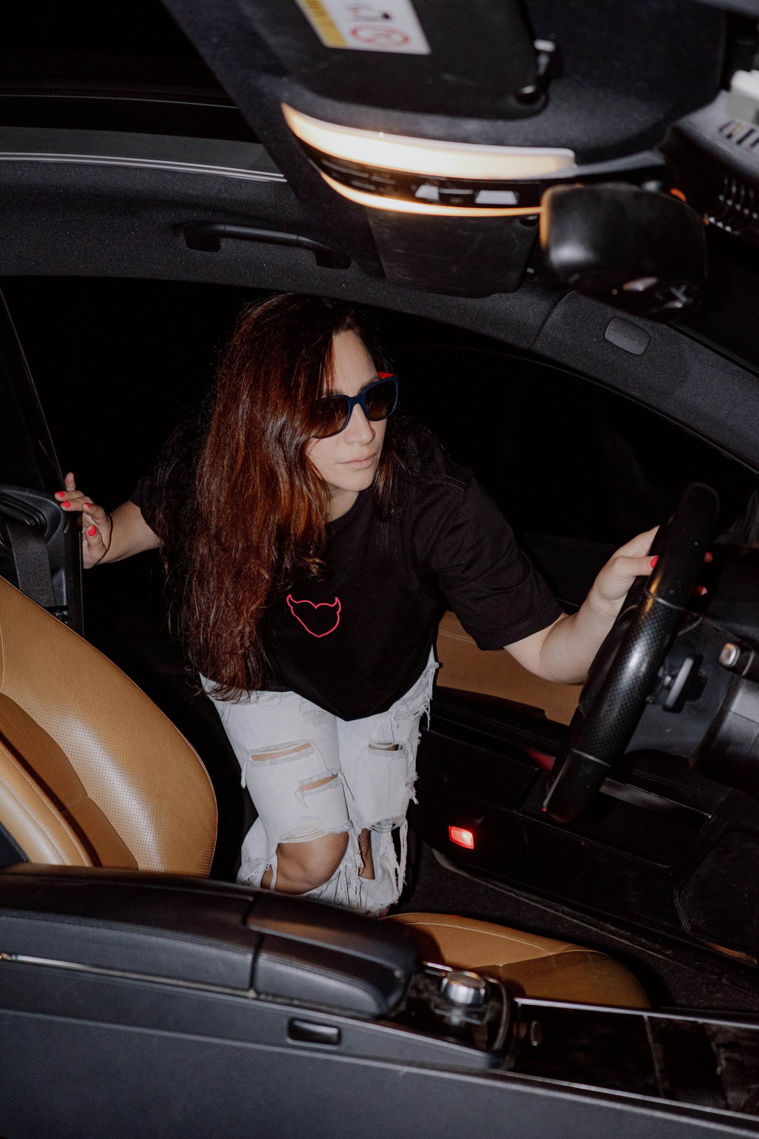 Night, Natalia, Car. Videographer and photographer in New York // MAKAROV.VIDEO