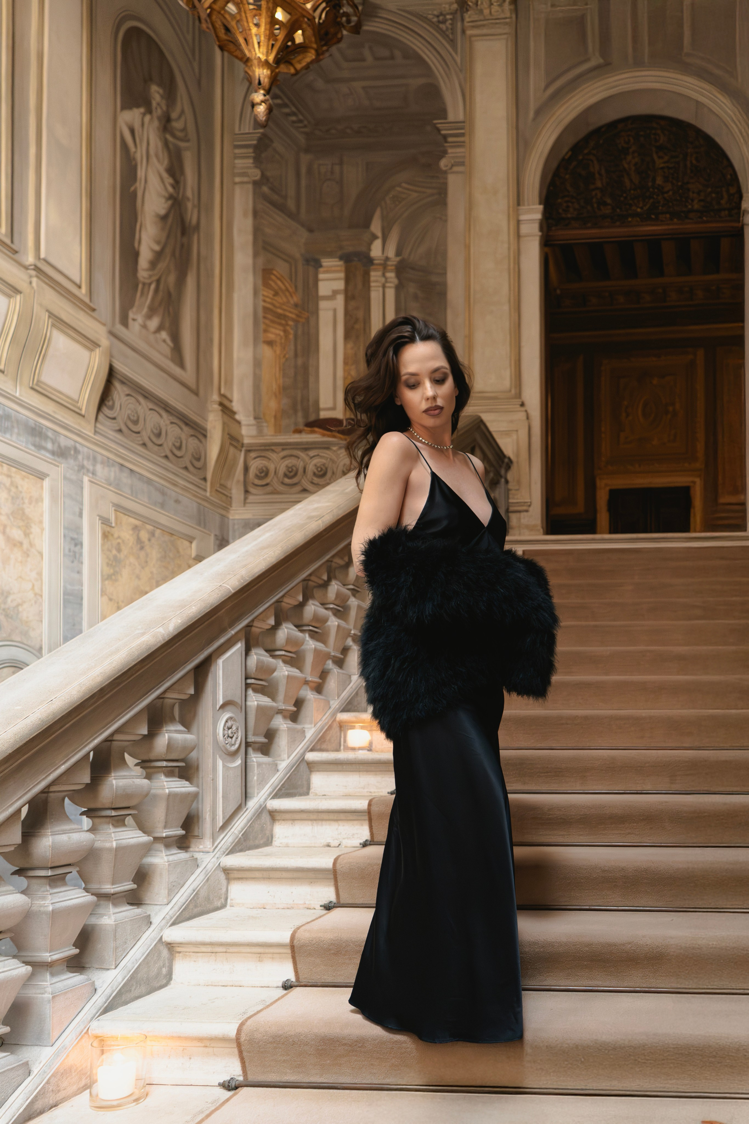 Artistic branding photoshoot Venice with dramatic styling and elegant details.