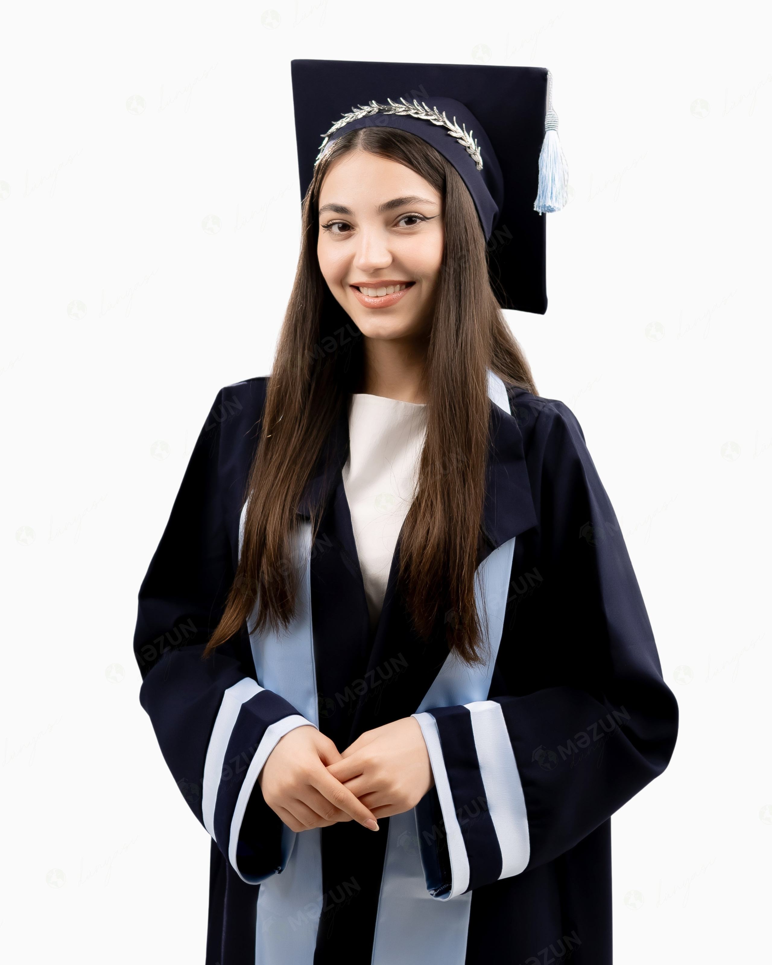 Mat göy — 2 Mavi Xəttlə. Məzun geyimləri və akssesuarları