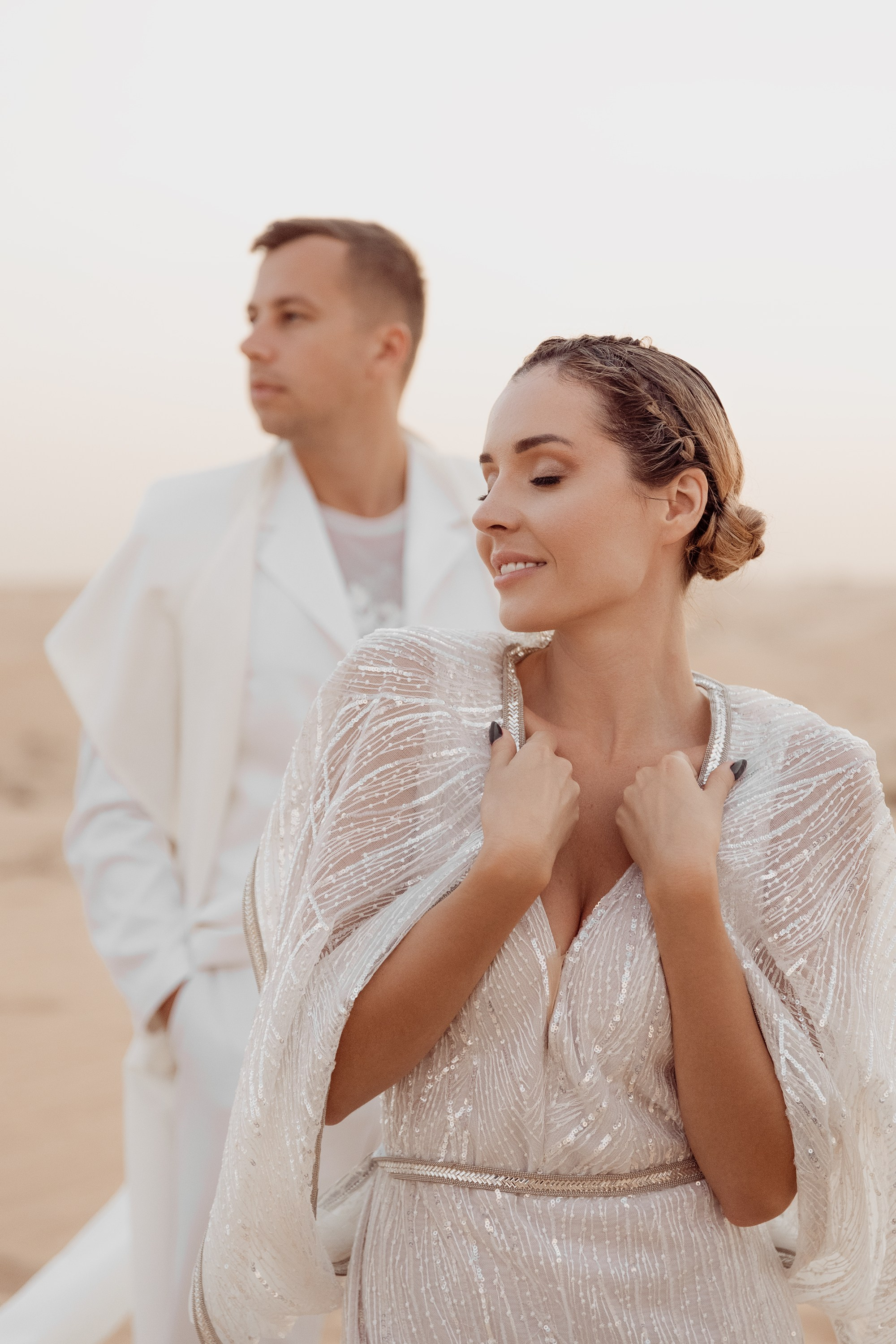 Bride and groom's portrait. Dubai, United Arab Emirates