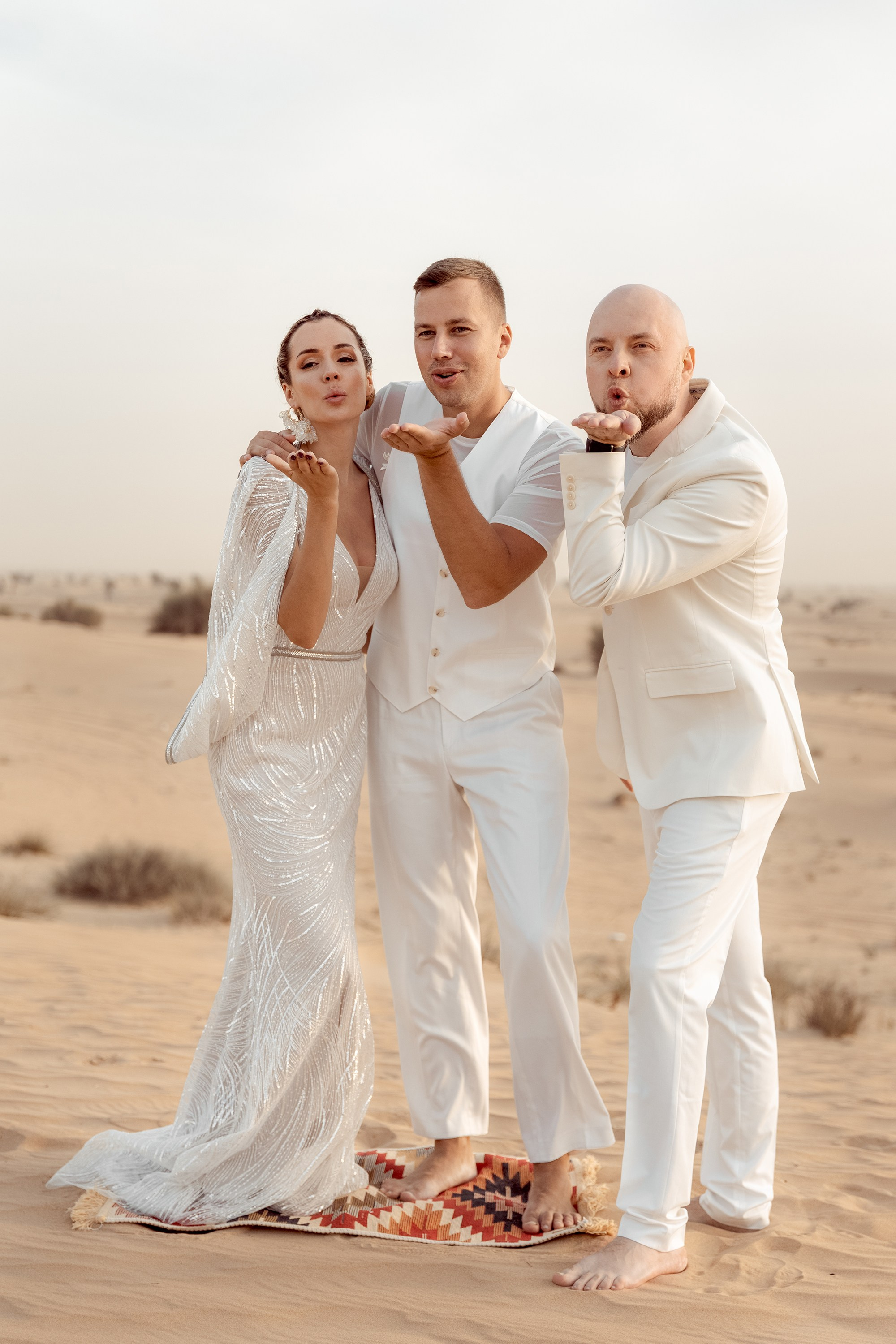 Bride and groom are with intending spouse