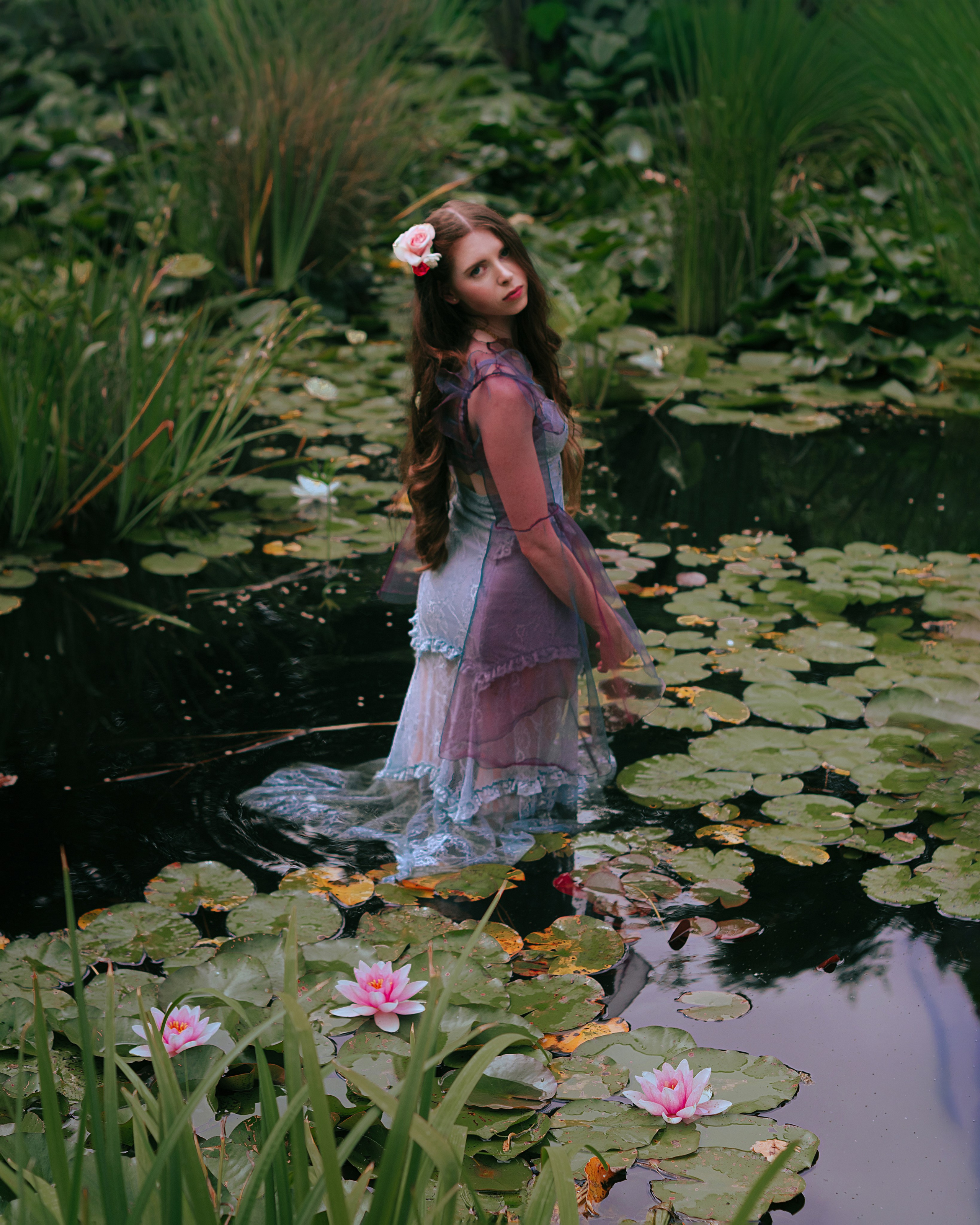 Fairy Photoshoot in a Lotus Pond. Moth & Moss Photography