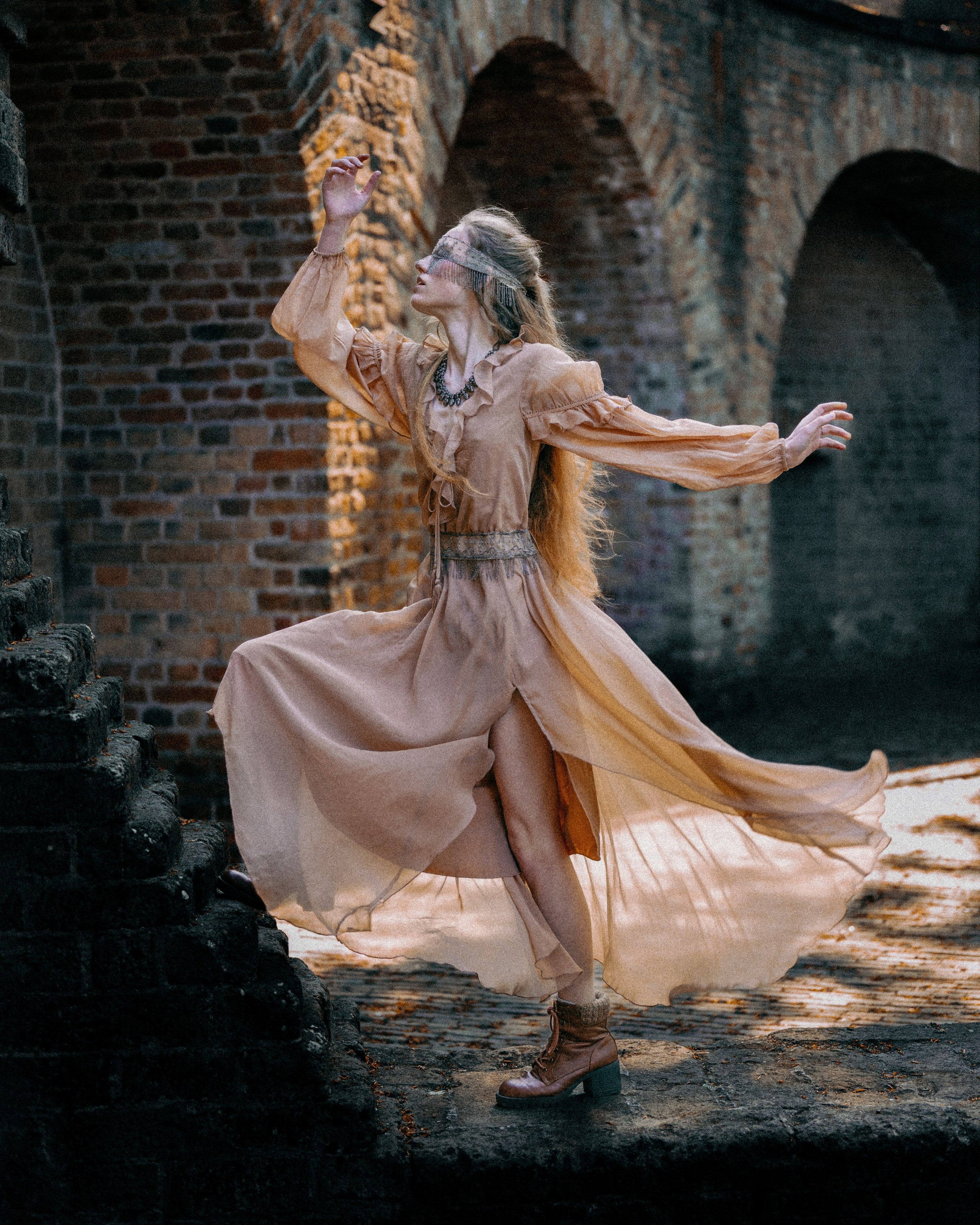 Fantasy Photoshoot in a Medieval Castle in ethereal light. Moth & Moss Photography