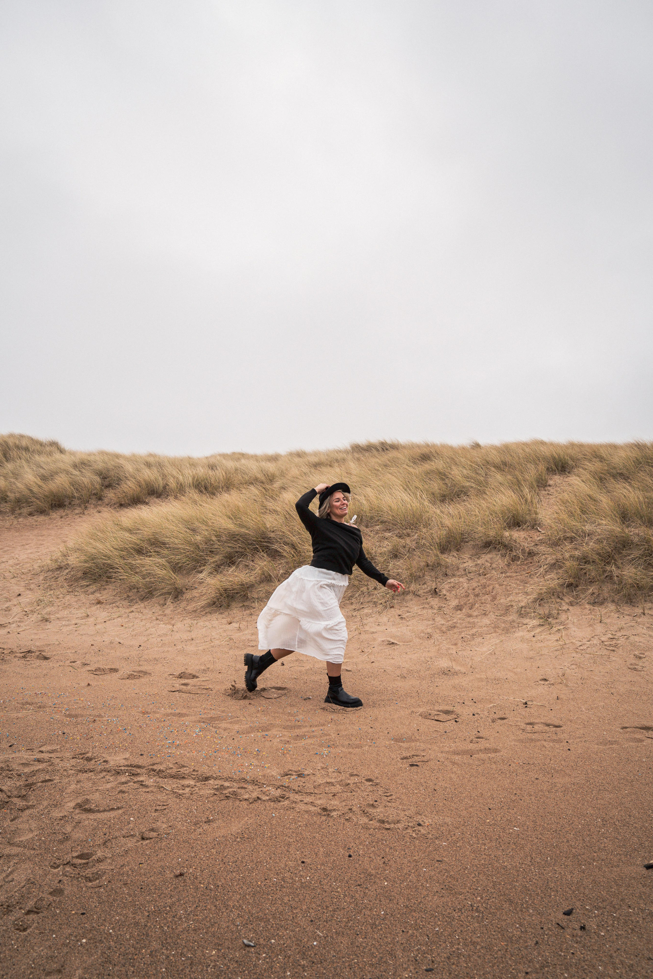 portrait photography, seaside photo session, Seaton Sluice, freedom to be yourself, body positive after 45