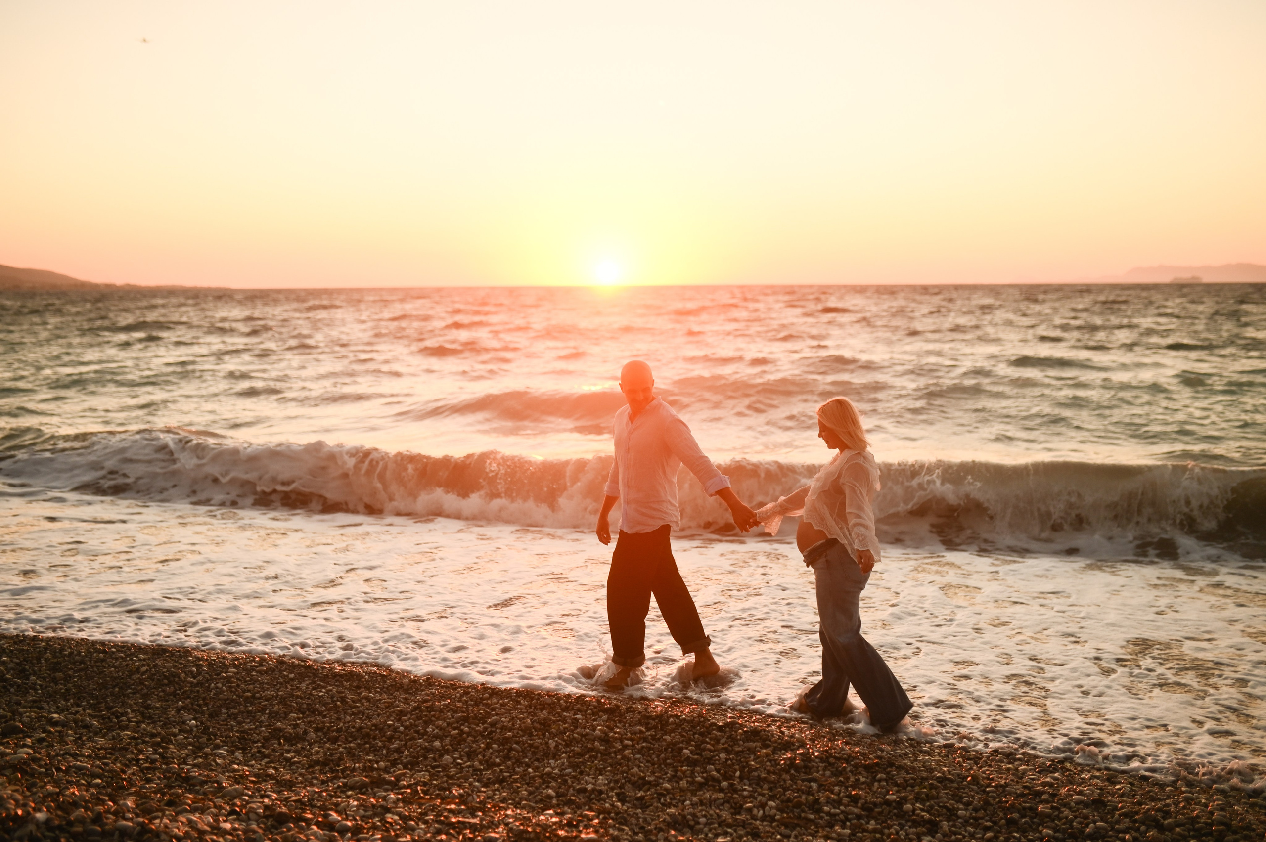 Maternity Photoshoot on the Beach in Rhodes. Photographer in Rhodes Island