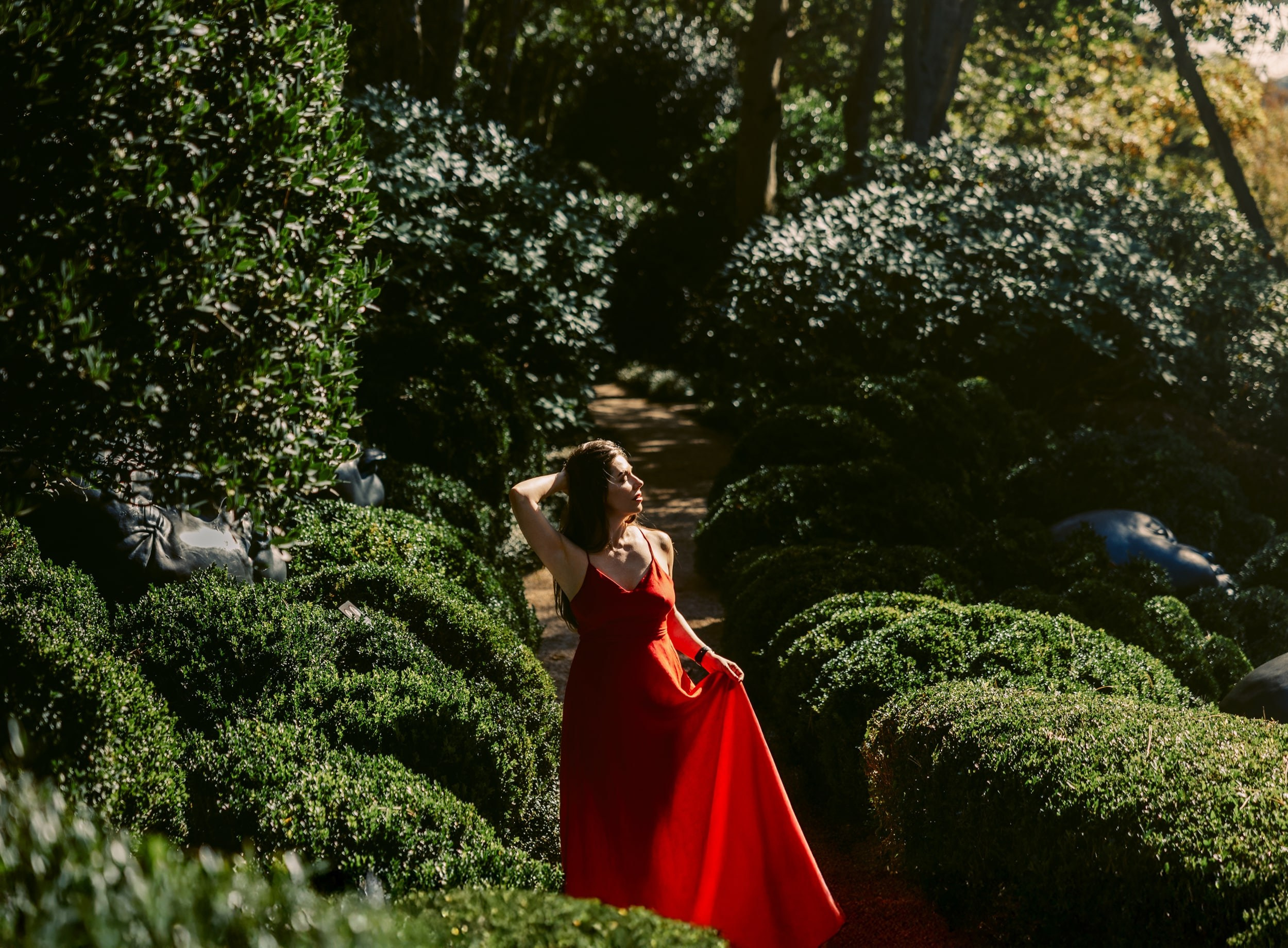 Dreamy Photoshoot in Étretat Gardens, France — Red Dress Portrait Session. Romantic & Soulful Photography by Natalia Olhova in Rotterdam