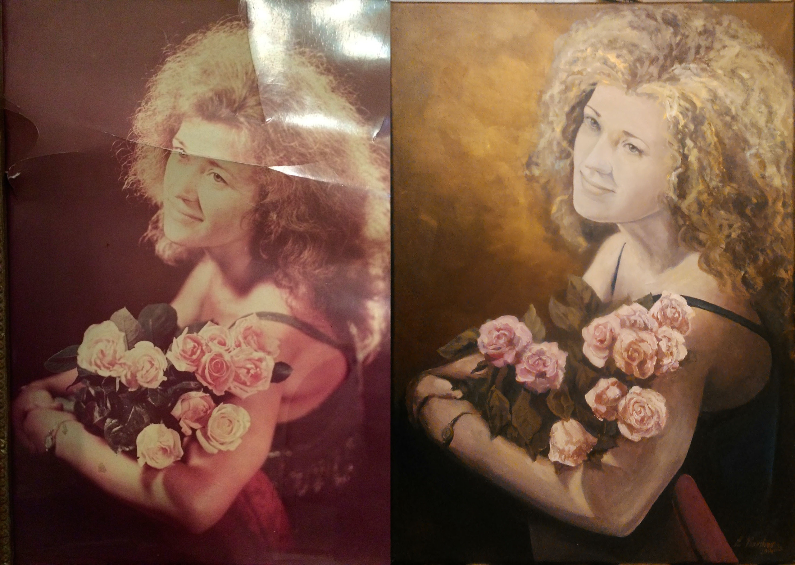 "Portrait of a beloved mother in her youth" 2014 Acrylic Kathrin Kovshova artbykovshova