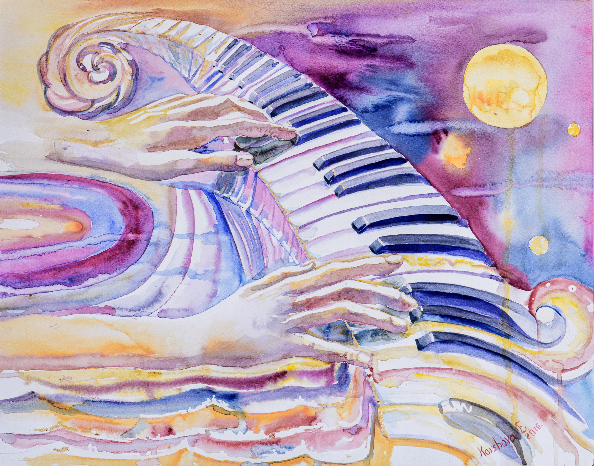 Music of soul 2017 Watercolor Kathrin Kovshova artbykovshova Dubai