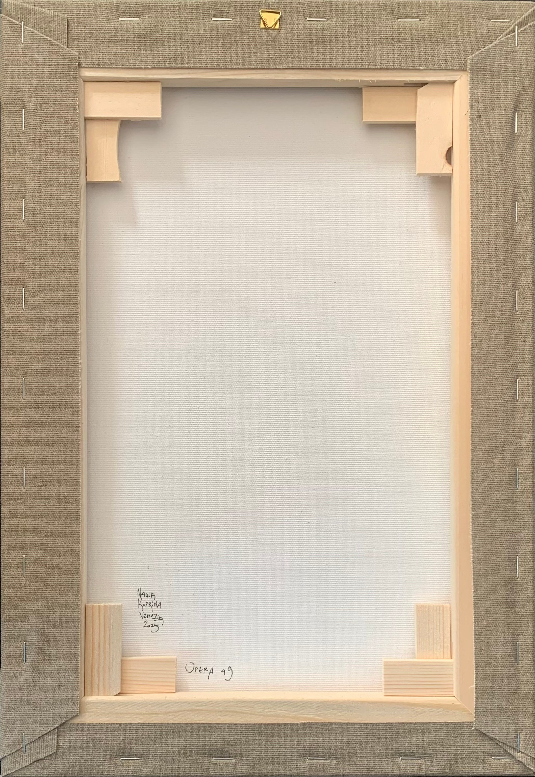 Nr. 49 PANEM QUOTIDIANUM. Retro.29.5 cm  x 43 cm Linoleografia stampata a mano su pagina di un registro di un’azienda vinicola del 1920. Inchiostro acrilico.