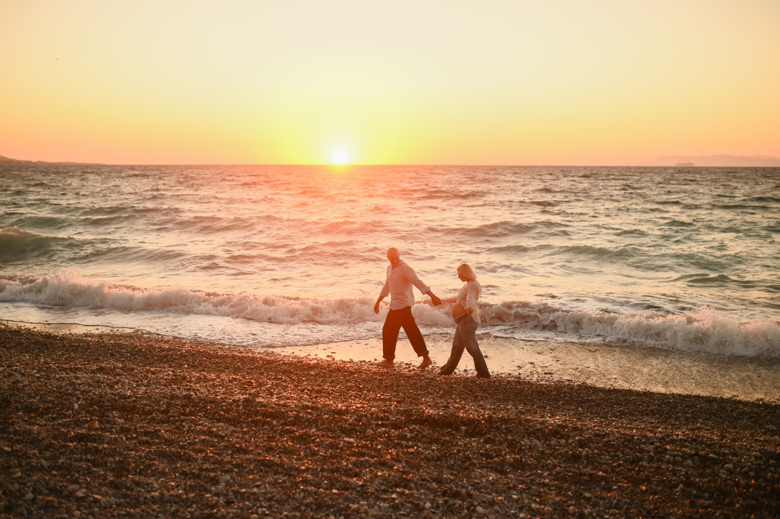 Maternity Photoshoot on the Beach in Rhodes. Photographer in Rhodes Island
