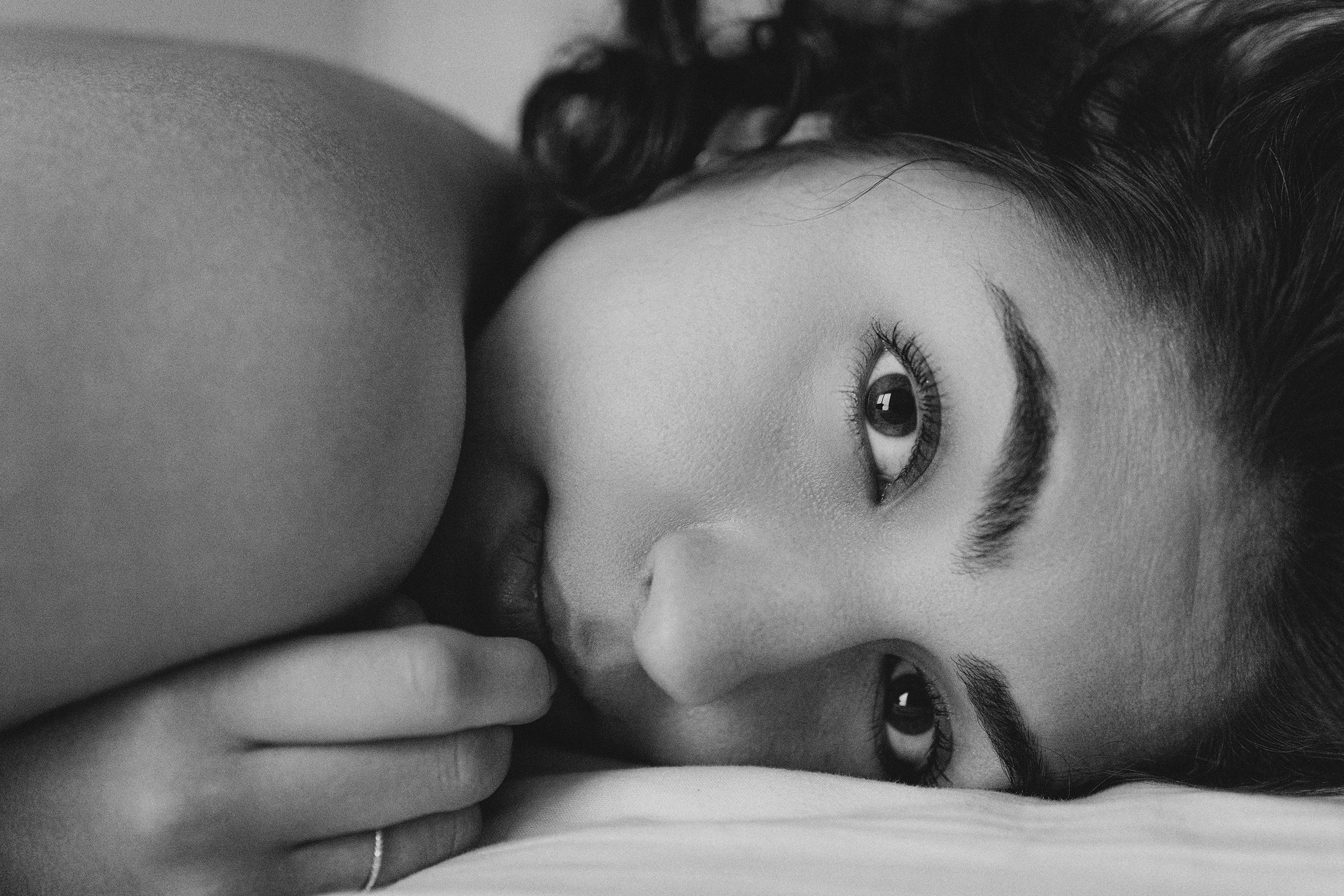 young beautiful woman on the bed