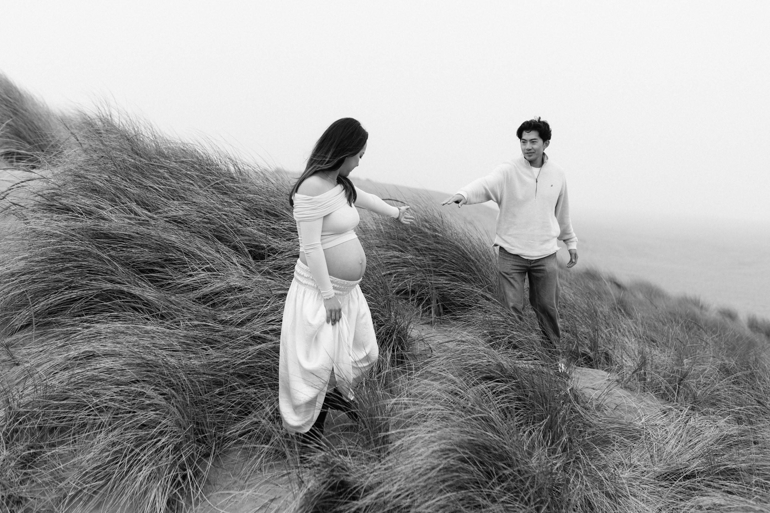 Foggy Ocean Beach Maternity Shoot