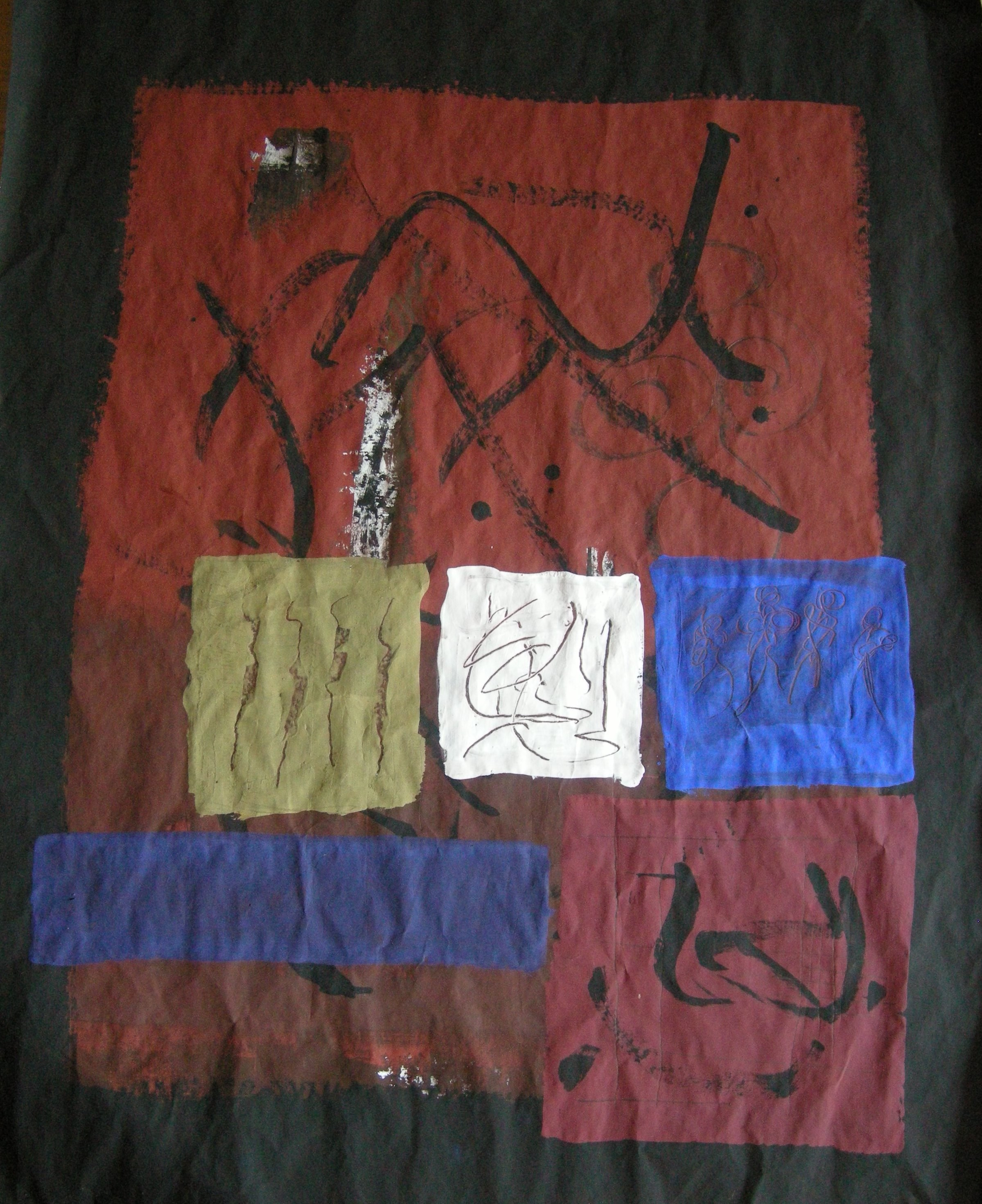 O.T. 2008 - zirka 100x120                                                            Papier auf Holzplatten aufgezogen
