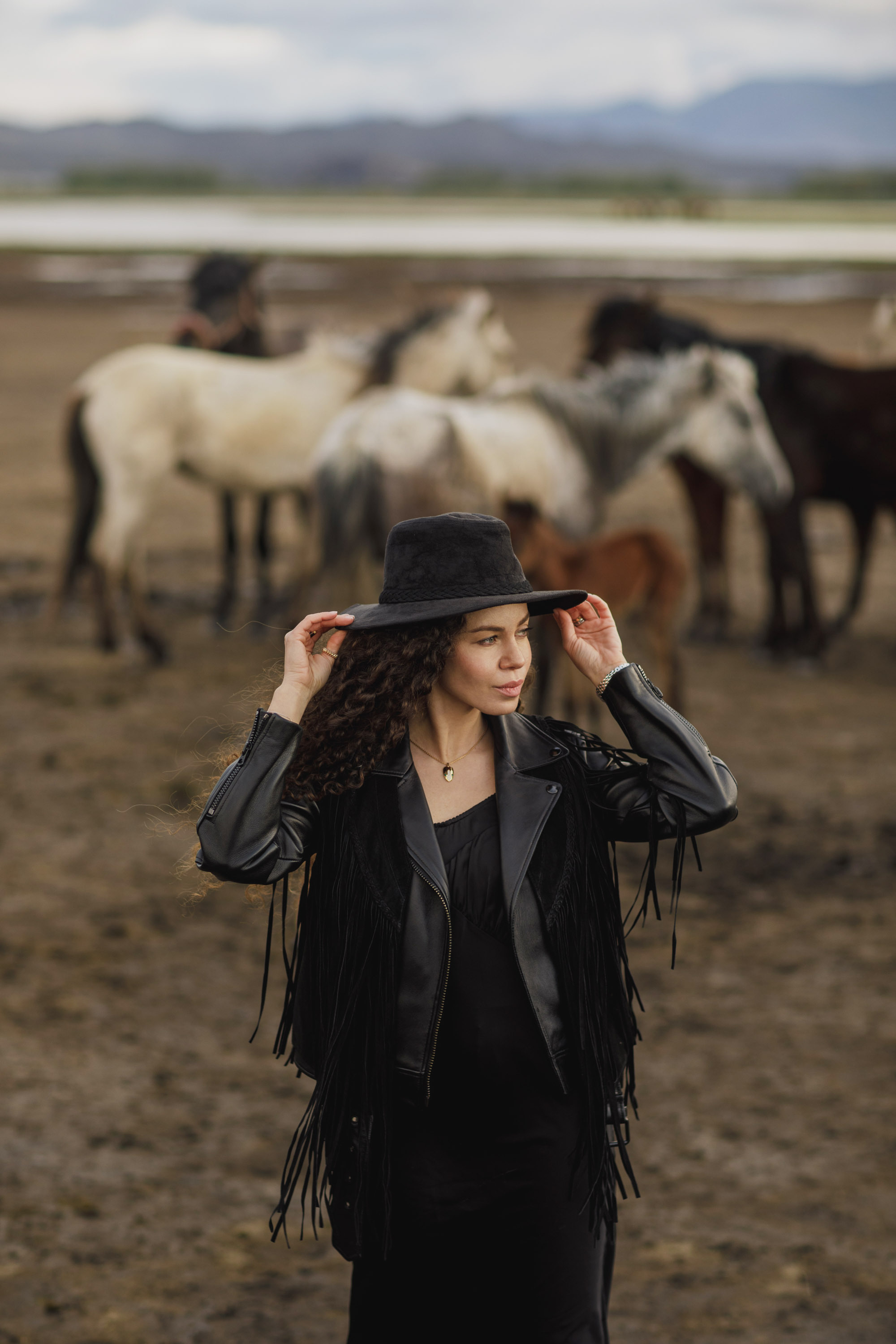 Solo Photoshoot in Kayseri with Wild Horse Herds. Julia Ganch I Fashion Wedding Photography I Cappadocia Turkey
