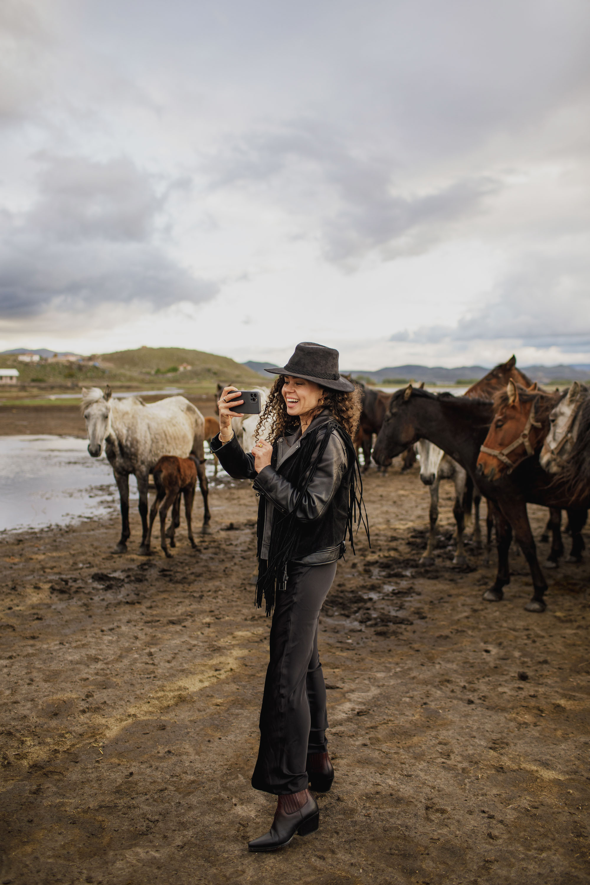 Solo Photoshoot in Kayseri with Wild Horse Herds. Julia Ganch I Fashion Wedding Photography I Cappadocia Turkey