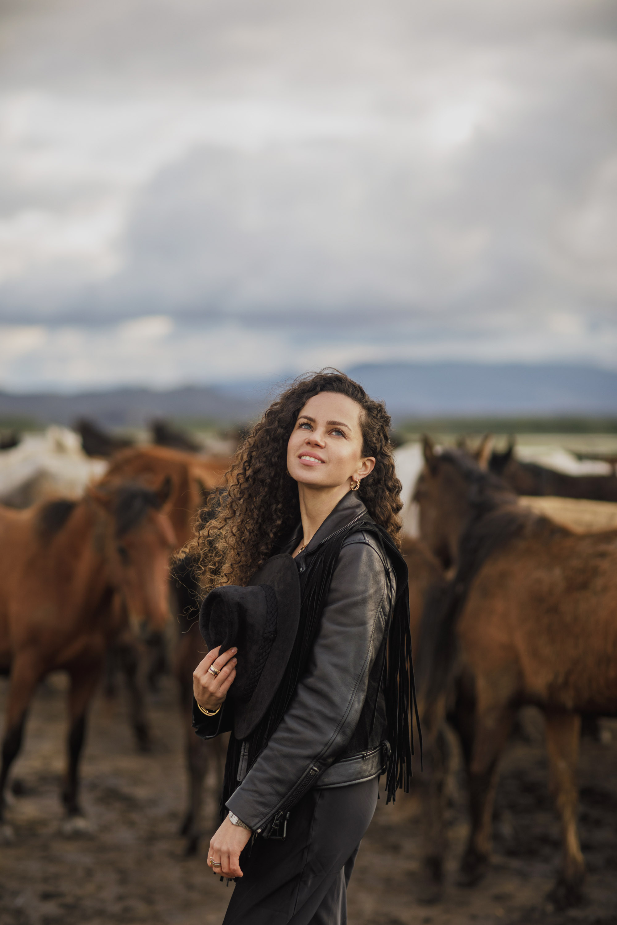 Solo Photoshoot in Kayseri with Wild Horse Herds. Julia Ganch I Fashion Wedding Photography I Cappadocia Turkey