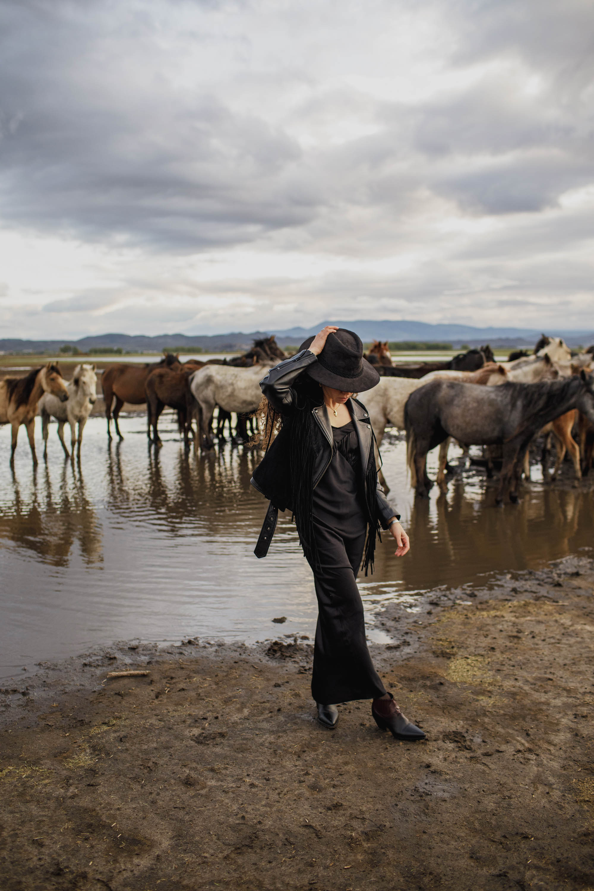 Solo Photoshoot in Kayseri with Wild Horse Herds. Julia Ganch I Fashion Wedding Photography I Cappadocia Turkey