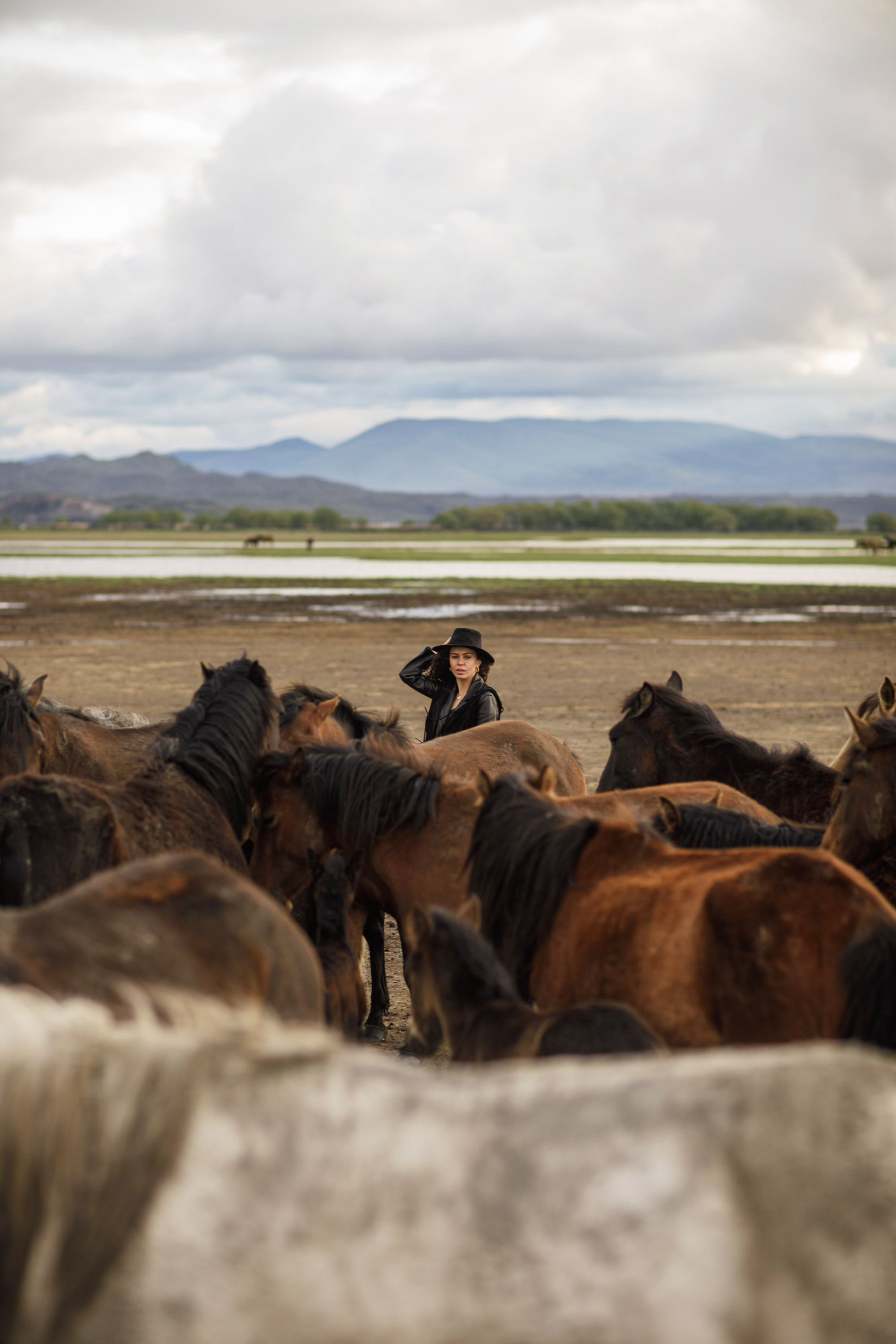 Solo Photoshoot in Kayseri with Wild Horse Herds. Julia Ganch I Fashion Wedding Photography I Cappadocia Turkey