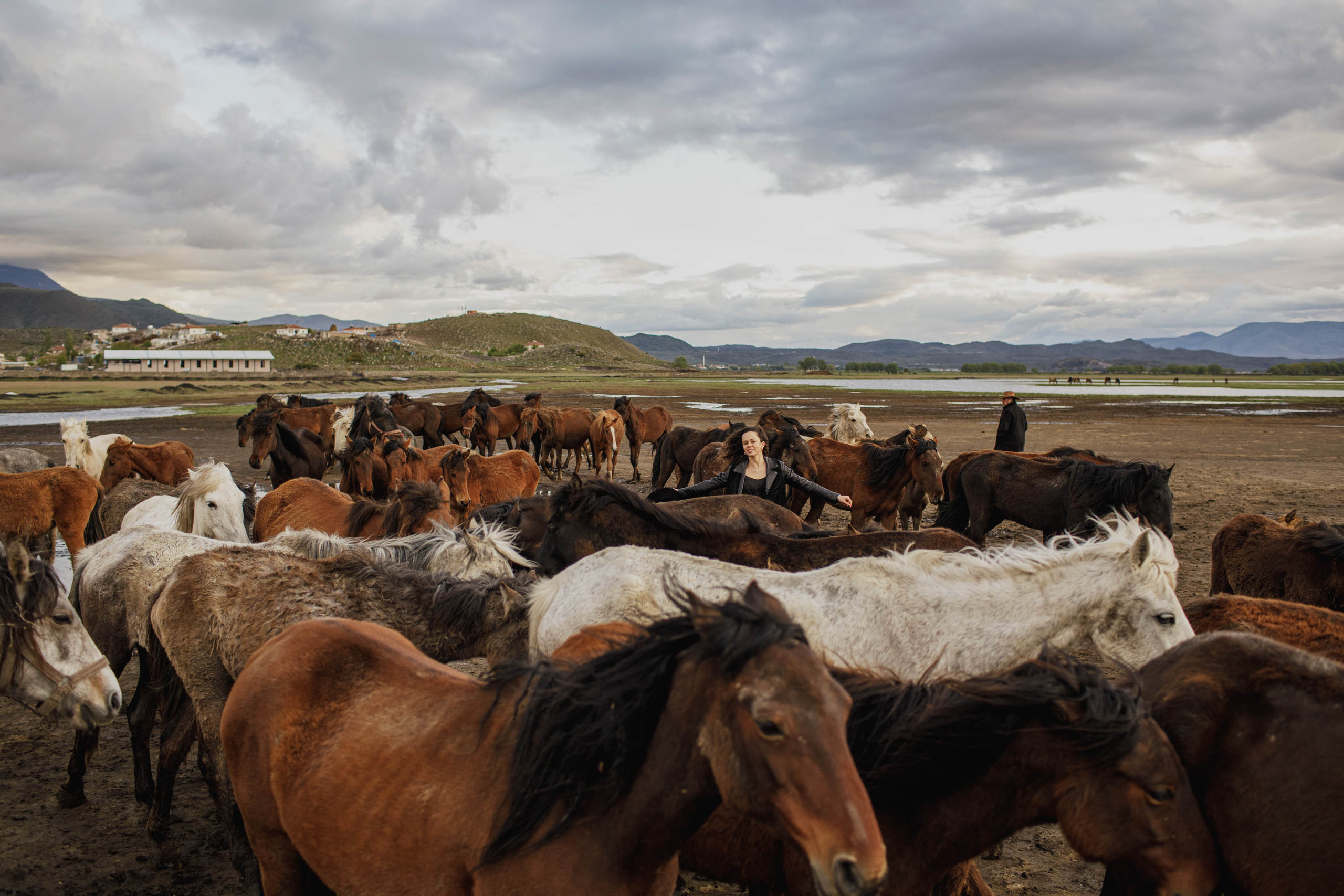 Solo Photoshoot in Kayseri with Wild Horse Herds. Julia Ganch I Fashion Wedding Photography I Cappadocia Turkey