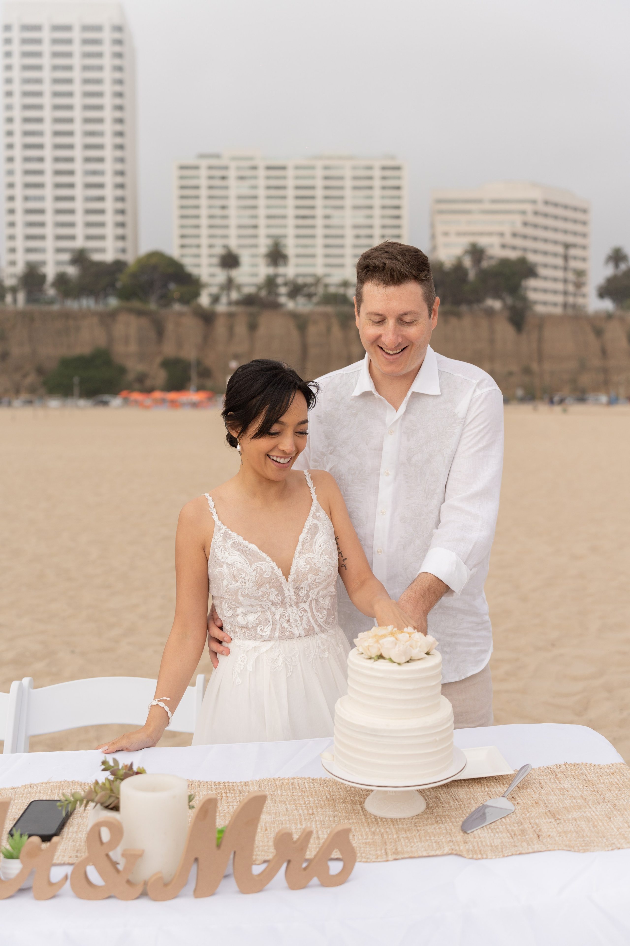 Santa Monica beach sunset elopement. Cinematic Wedding & Elopement Photography in Los Angeles | Inspired by Indie Film & Real Life
