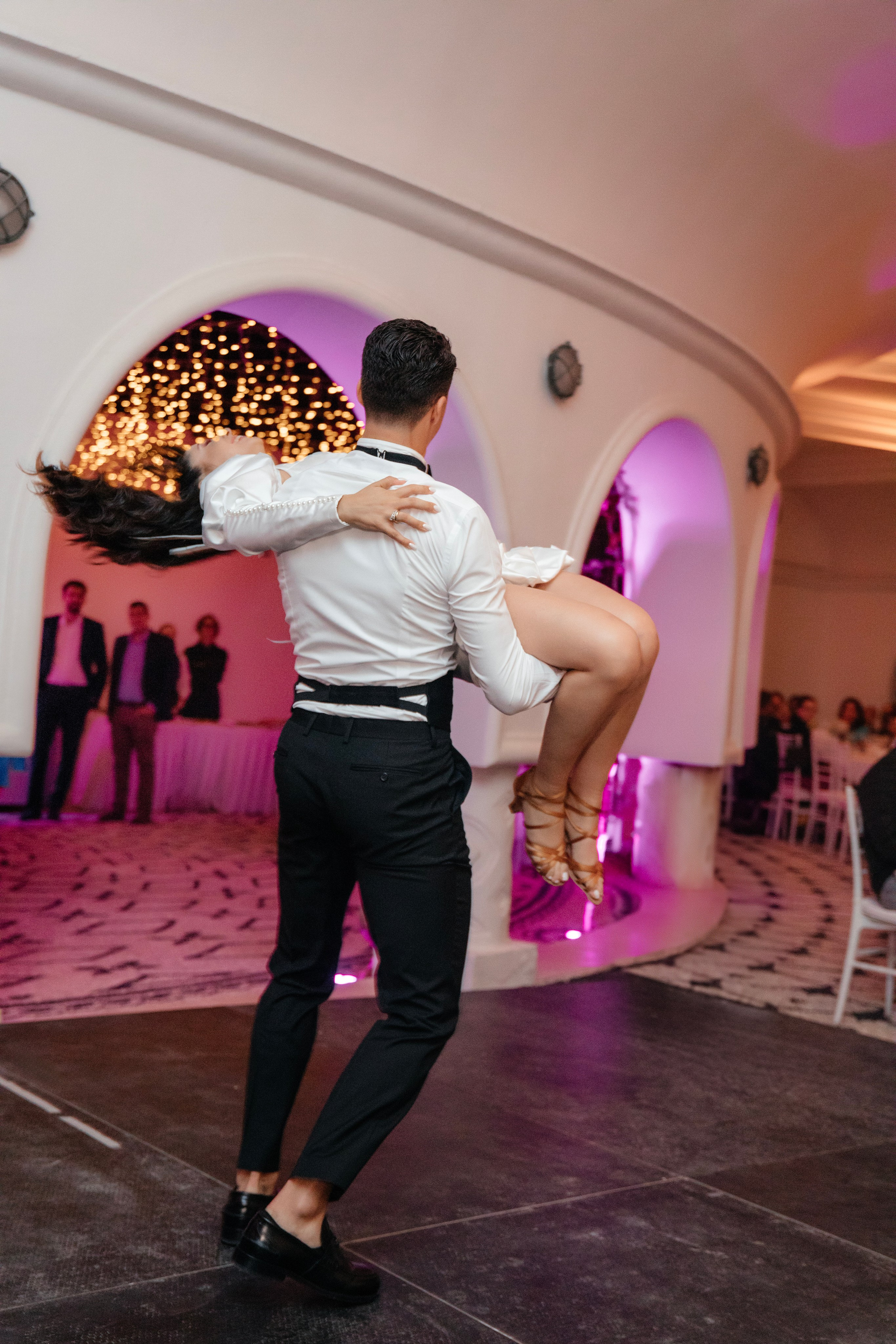 Bride and groom are dancing. Rhodes Greece
