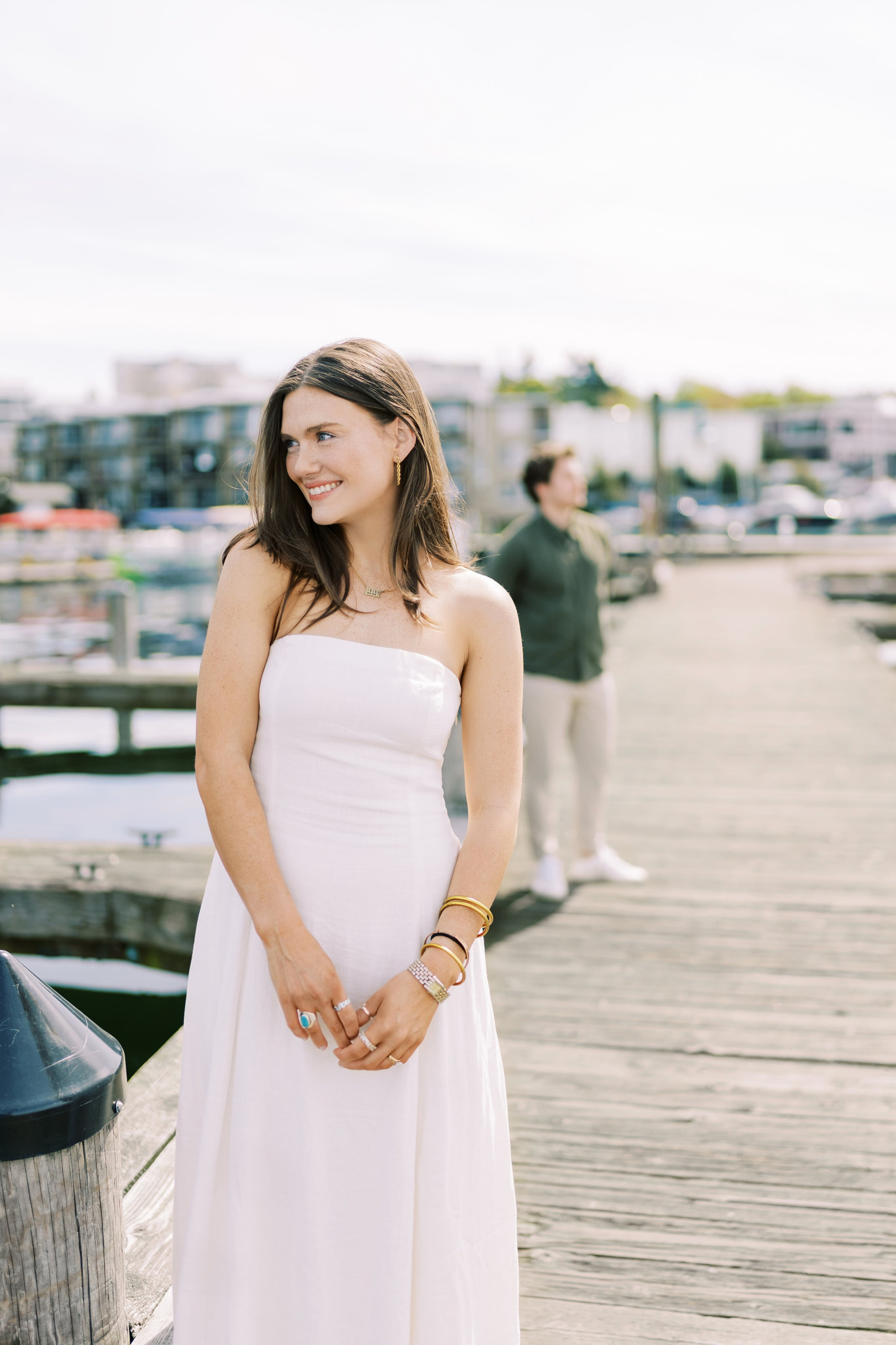 Engagement photo shoot Jake & Caroline / May 2024. Marina Park|Kirkland, WA. EVAN ARISTOV WEDDING PHOTOGRAPHY — Seattle Wedding Photographer