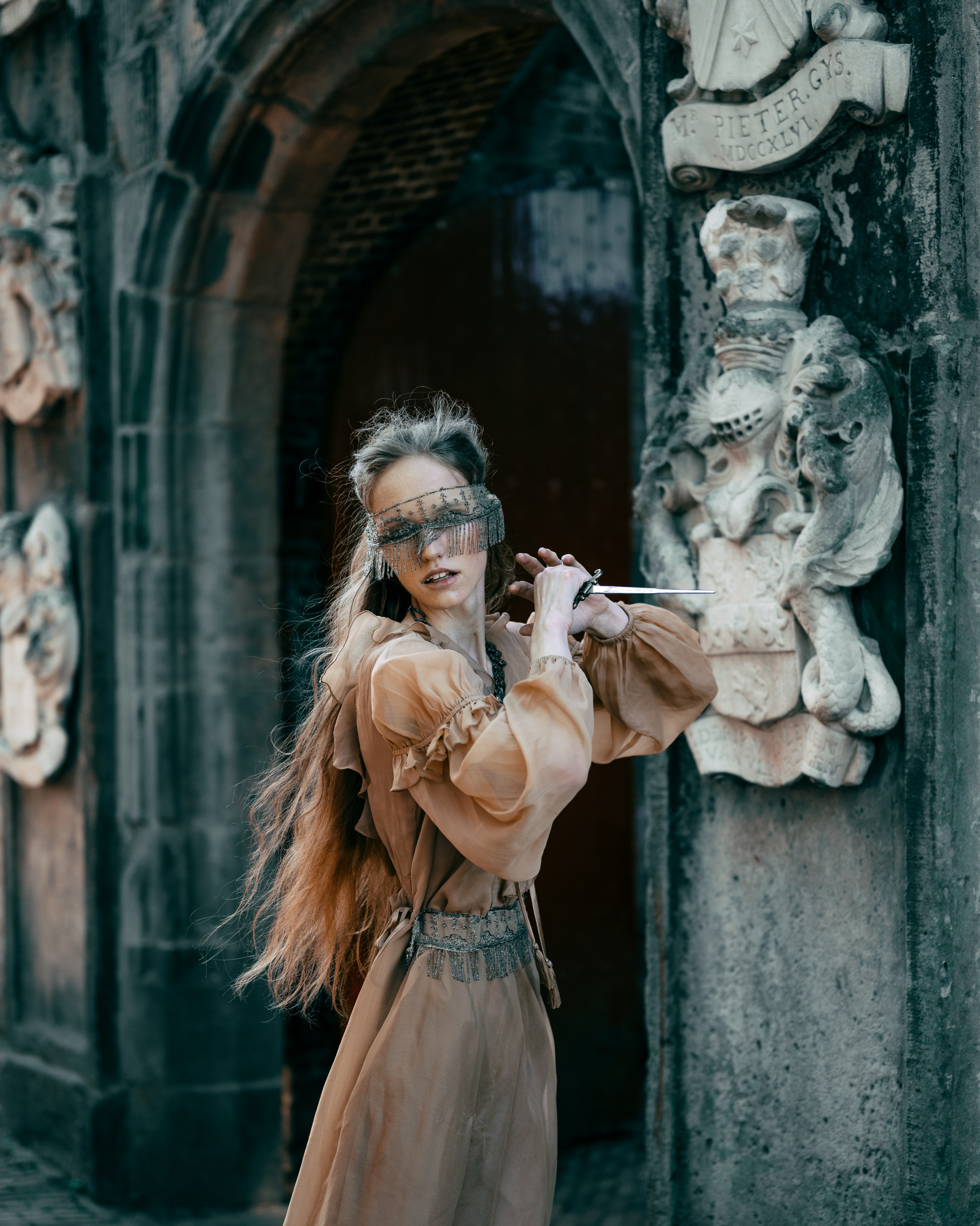 Fantasy Photoshoot in a Medieval Castle in ethereal light. Moth & Moss Photography