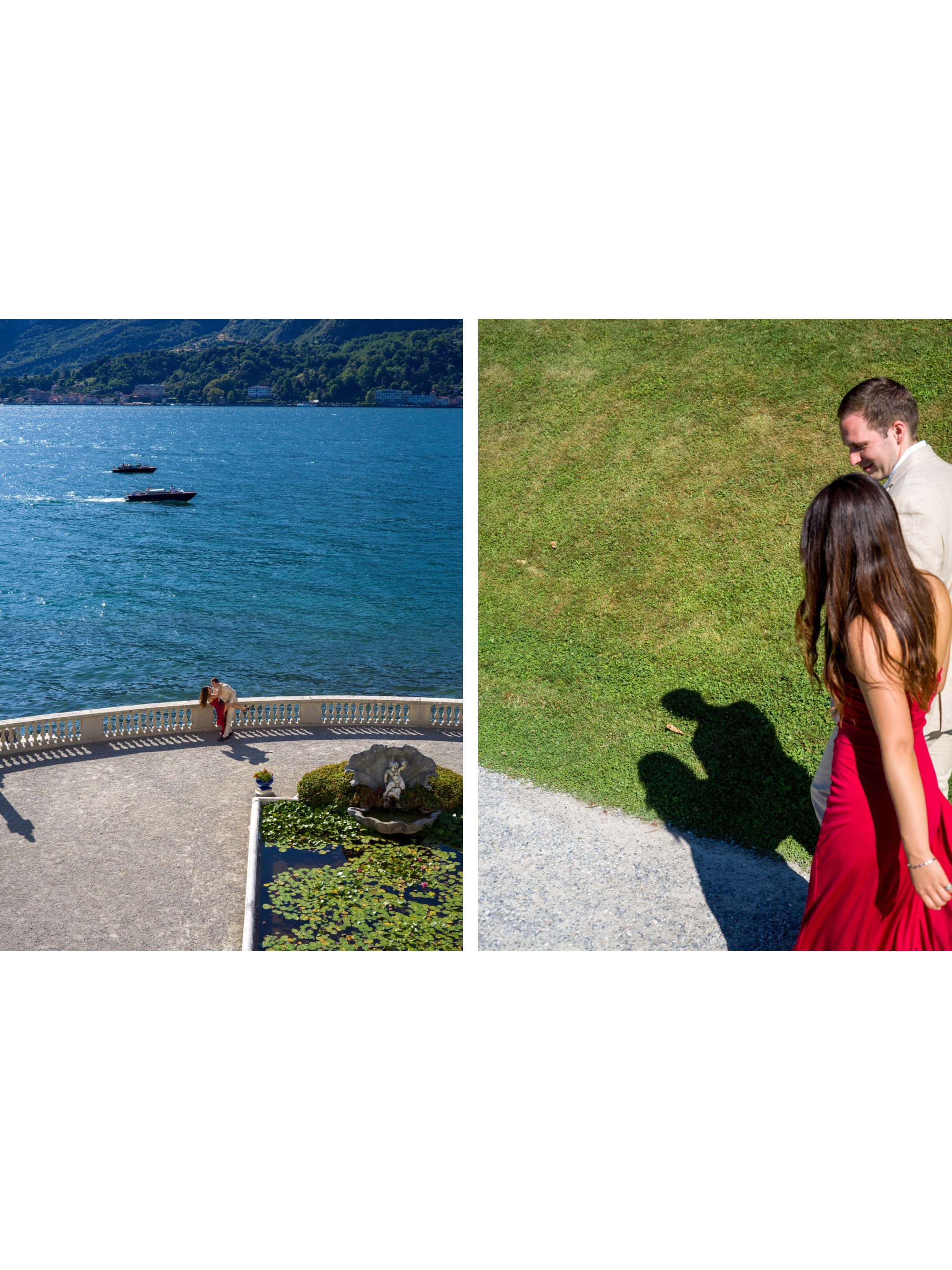 Surprise marriage proposal captured by the lake at Villa Melzi, Bellagio.
