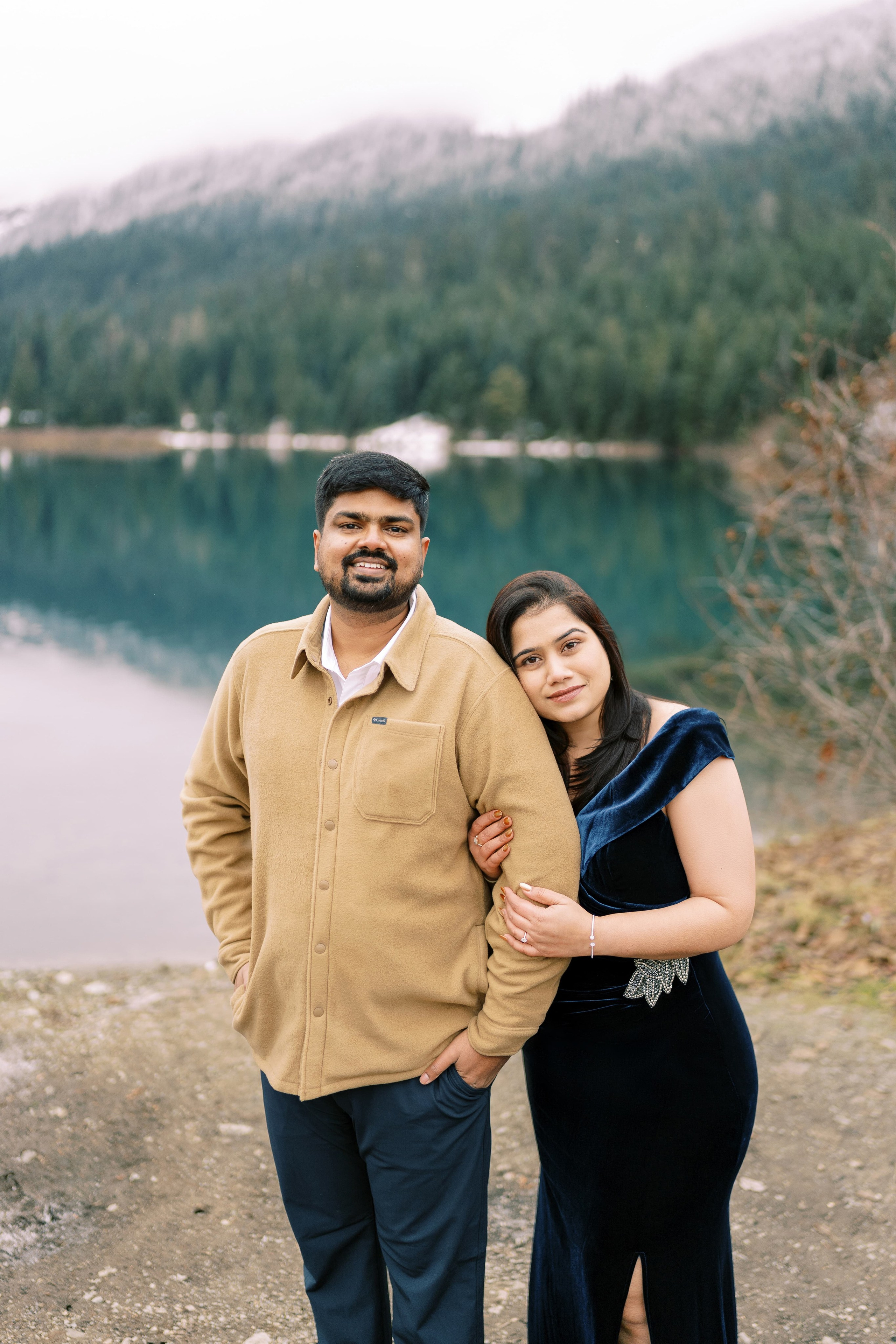 Engagement photoshoot. Date & TJ. Gold Creek Pond. December 2024. EVAN ARISTOV WEDDING PHOTOGRAPHY — Seattle Wedding Photographer
