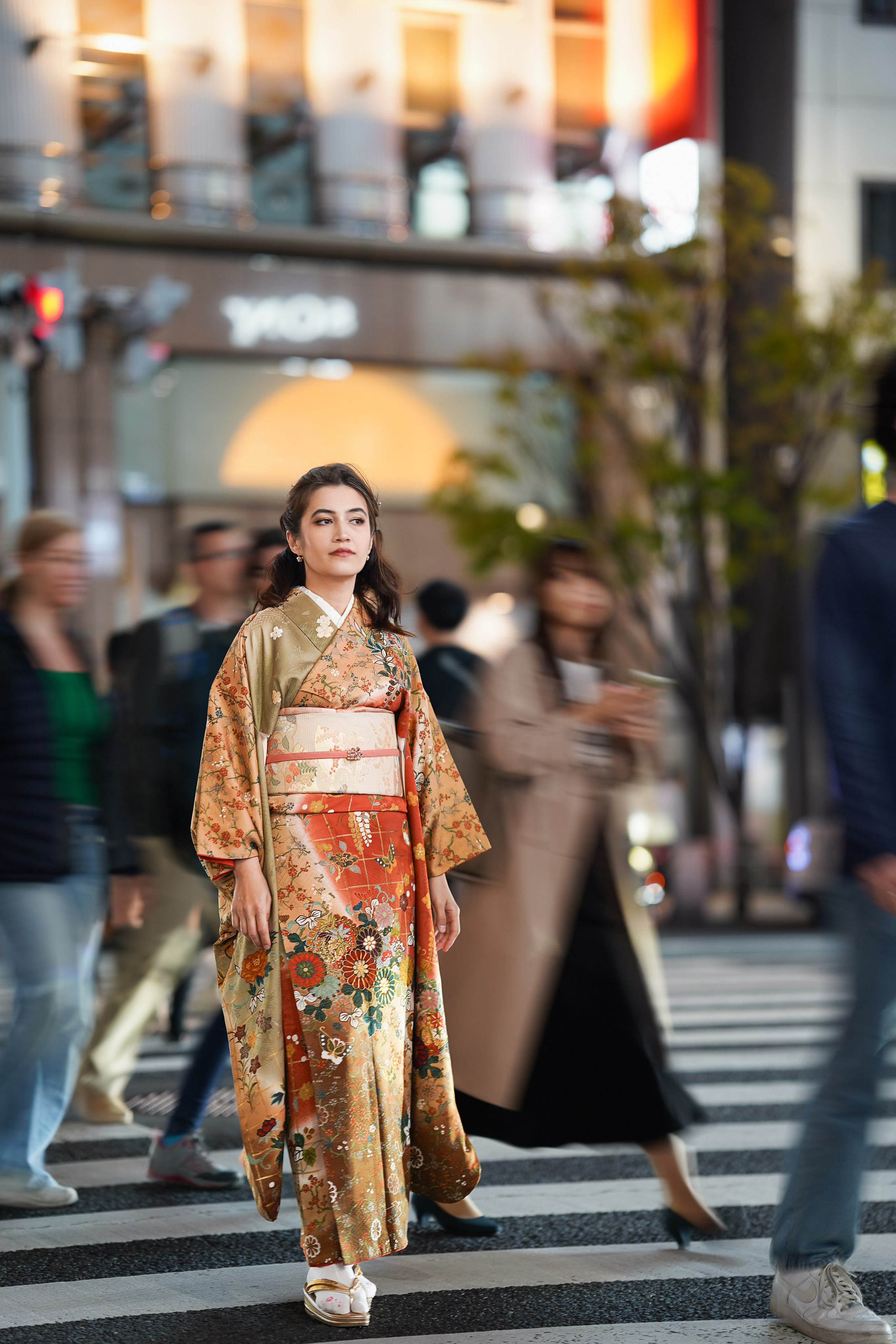 Вечерняя съёмка в Кимоно в Токио. Фотограф в Токио Япония
