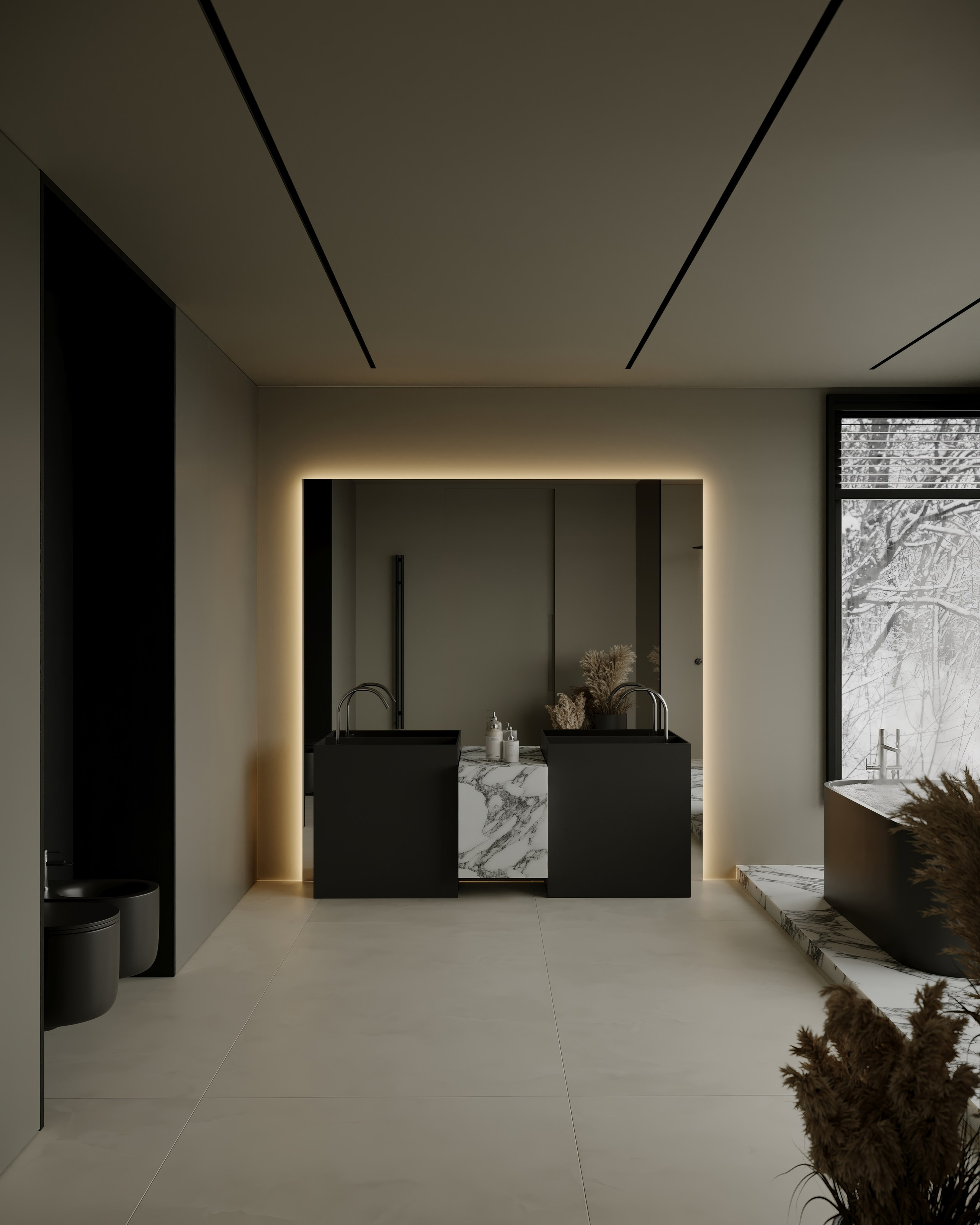 AS [Dark bathroom]. Anastasia Sorochin| 3d Visualization