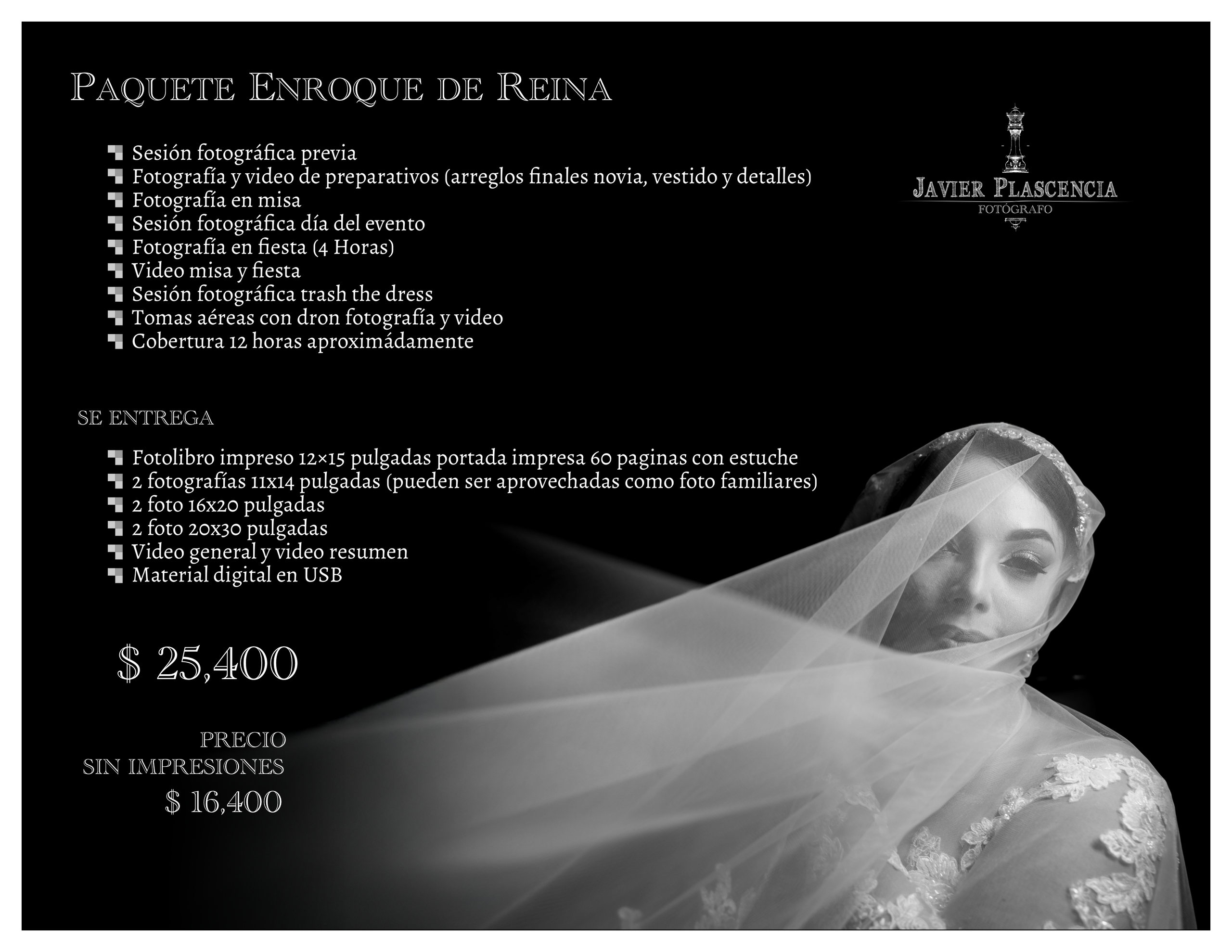 Paquetes. Javier Plascencia Fotografo de Bodas en México