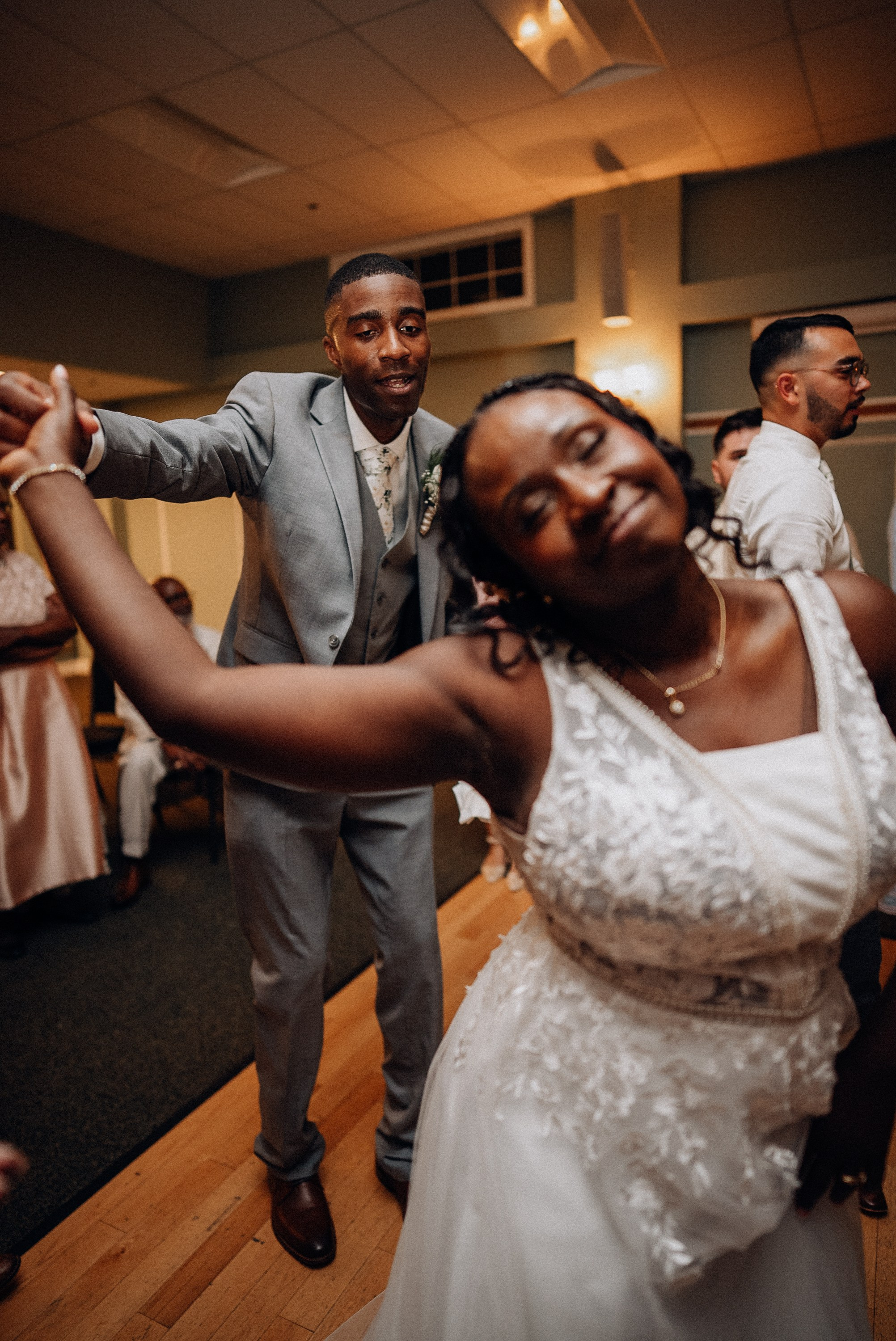 Happy bride and groom. Portrait and wedding photographer in New York