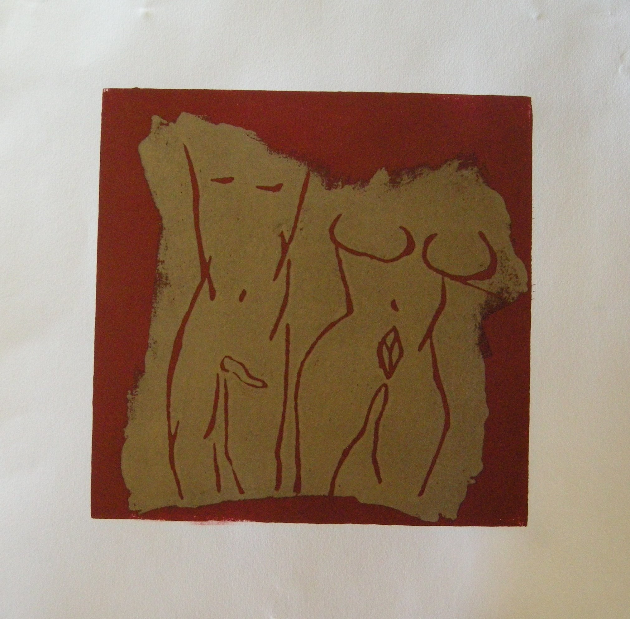 Akt rot-gold 2025 - 20x20 auf Papier 30x30