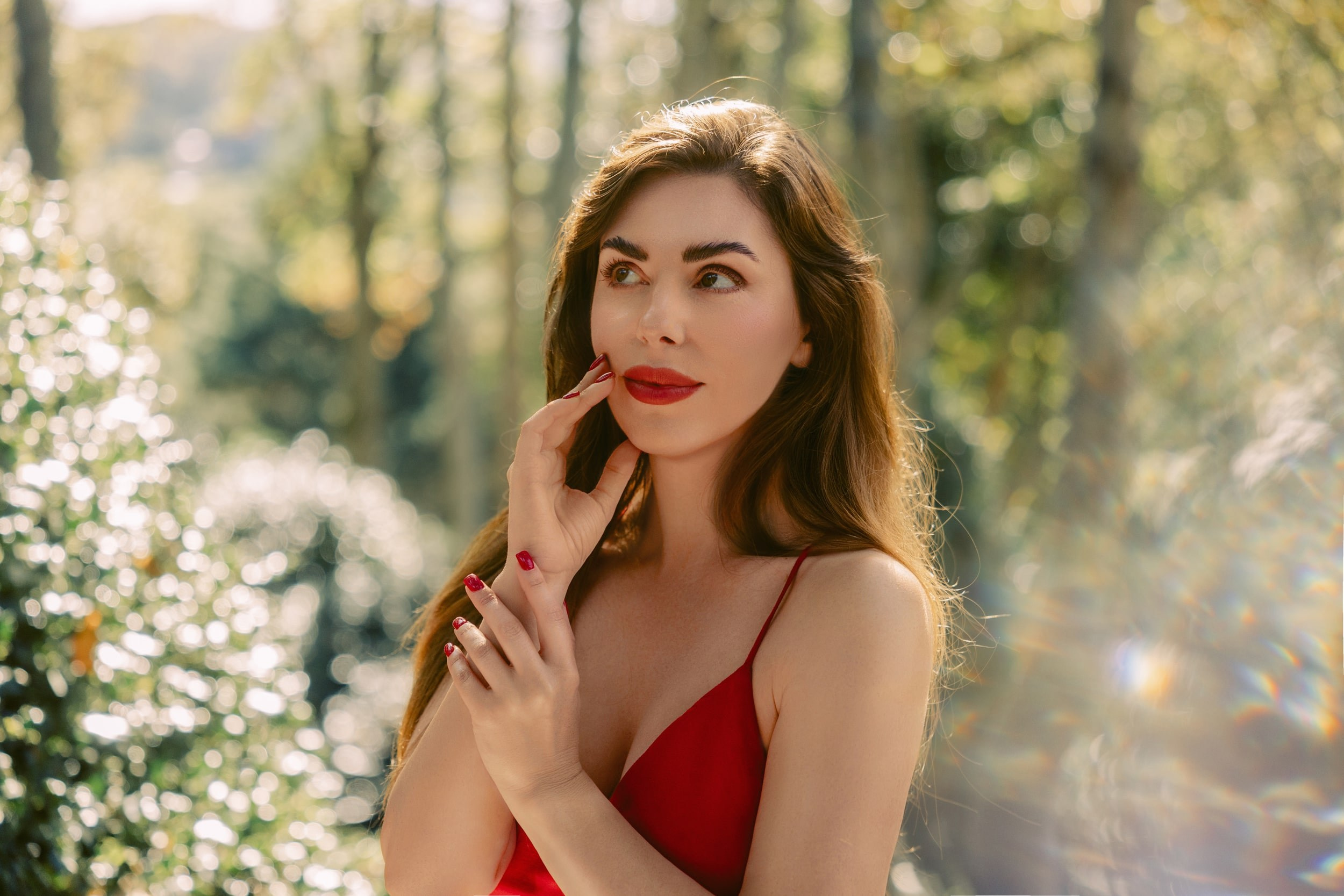 Dreamy Photoshoot in Étretat Gardens, France — Red Dress Portrait Session. Romantic & Soulful Photography by Natalia Olhova in Rotterdam