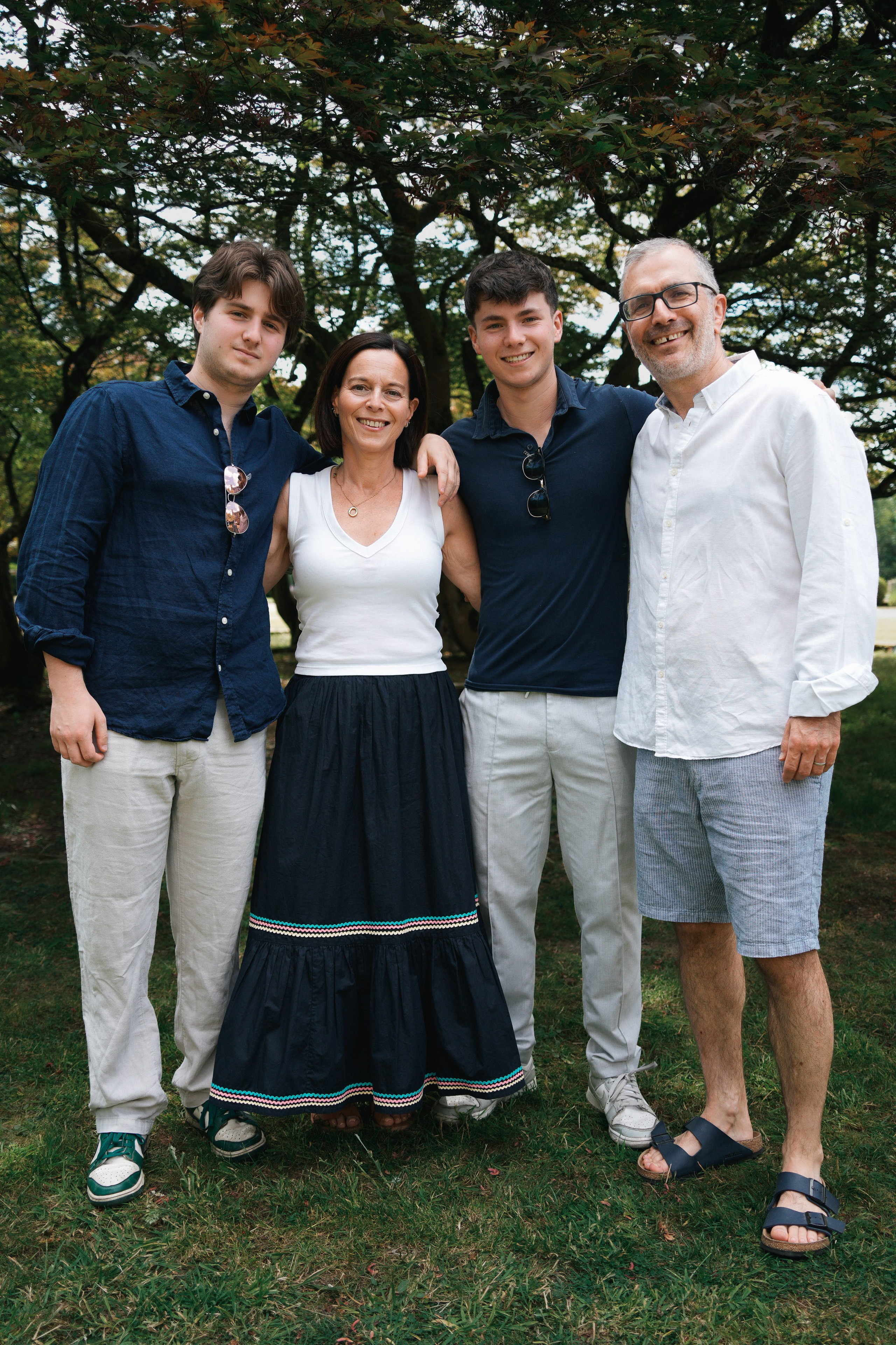 Elegant family portrait with 90-year-old mum – taken in the garden near Solihull.