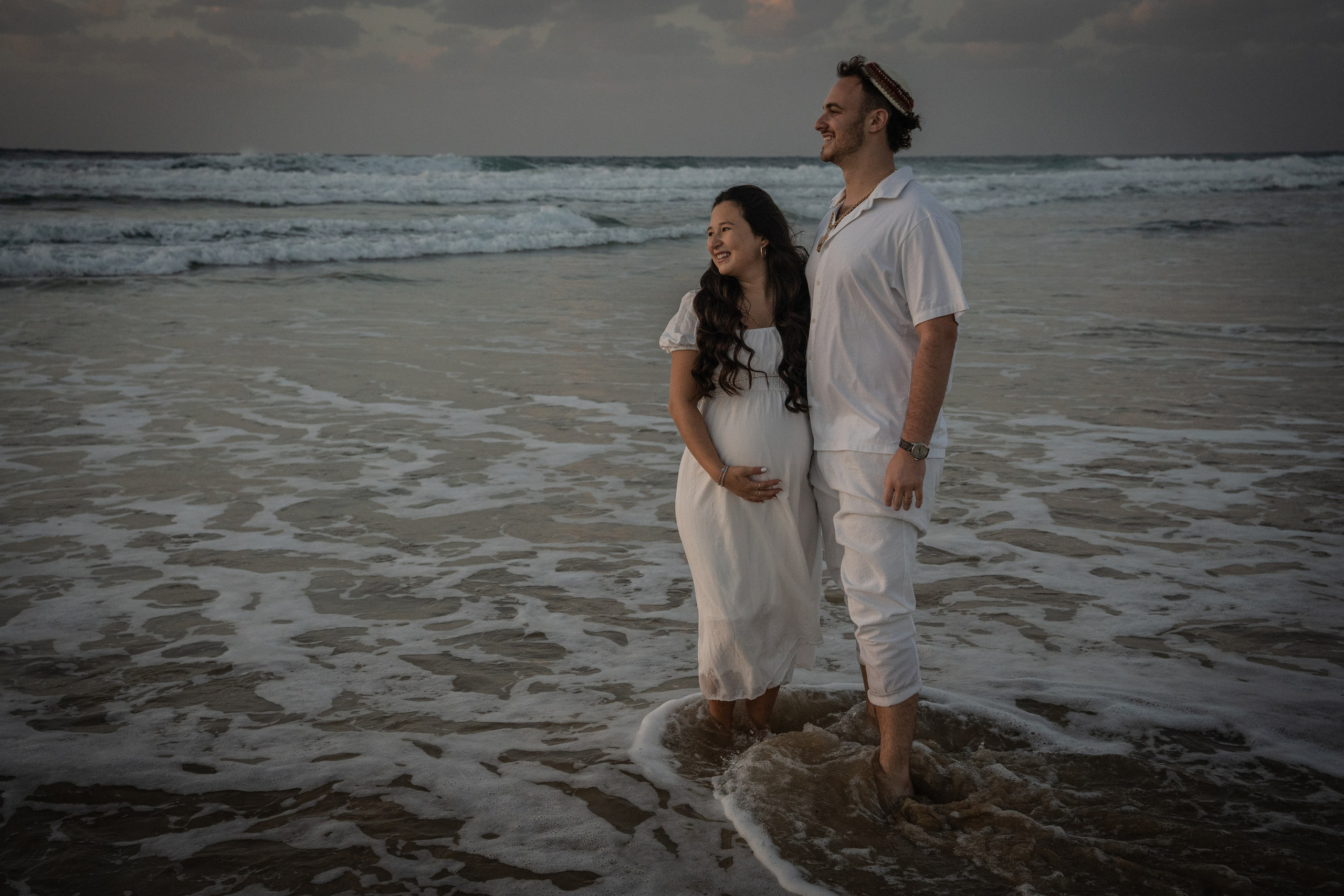 Naomi & Surli, Jaffa Beach, December 2025. Divign By Tehilah — Meaningful Graphic Design & Photography