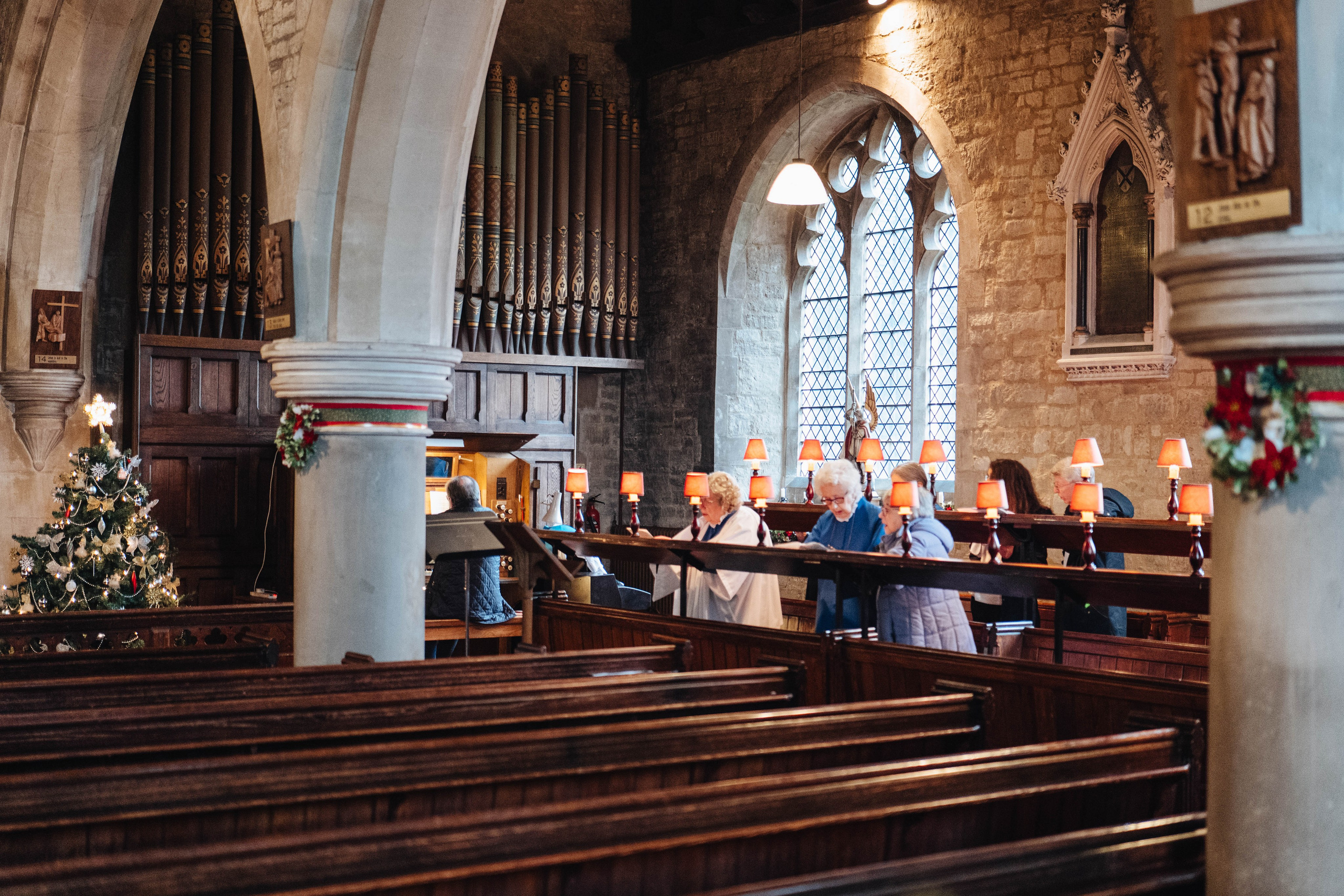 Church in Sidcup with candles from different angles