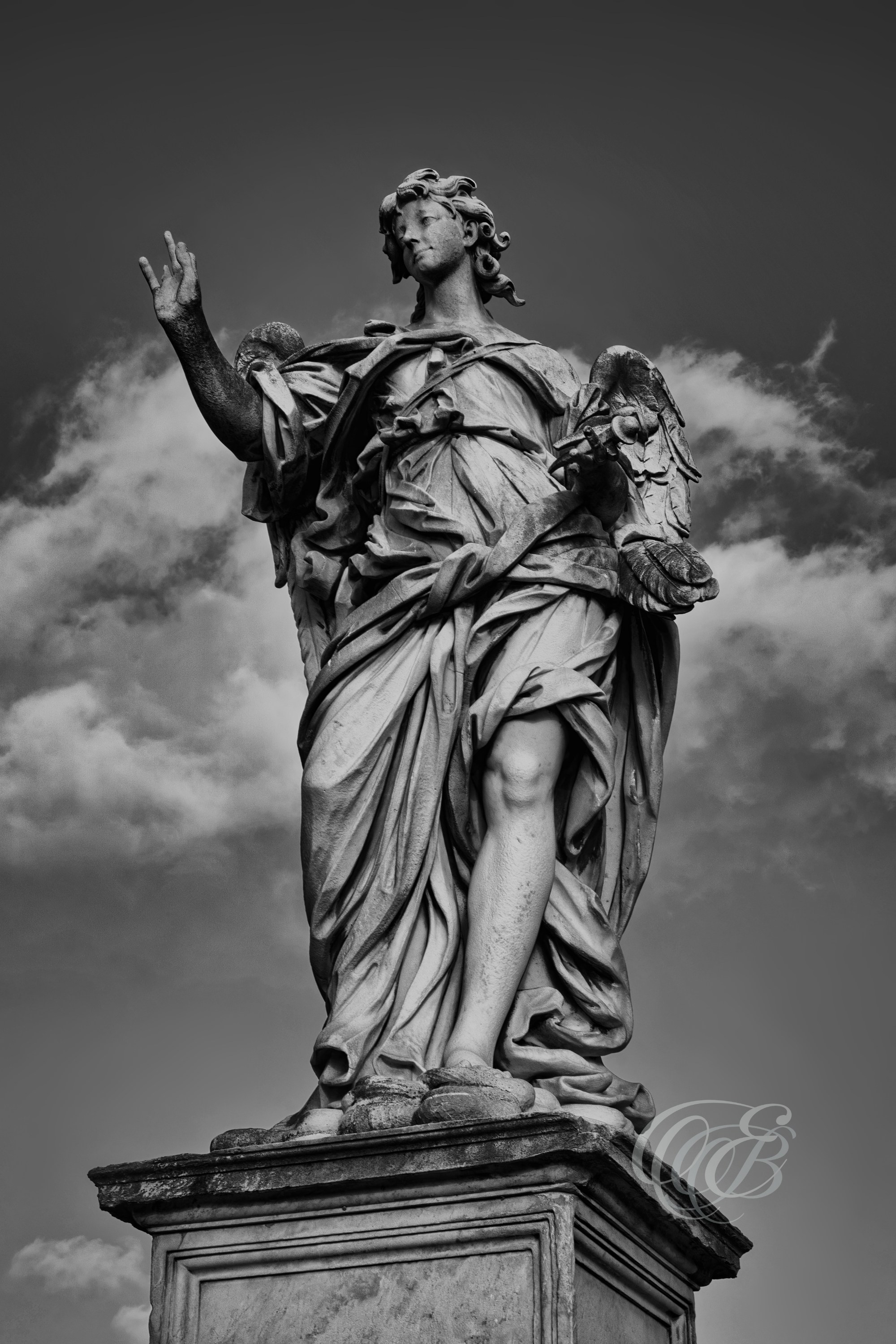 Rome Italy - Angel with the Nails - Eduardo Bartoli Fine Art Photography - Black and white fine art photograph of the Angel with the Nails in Rome, Italy – photography by Eduardo Bartoli.