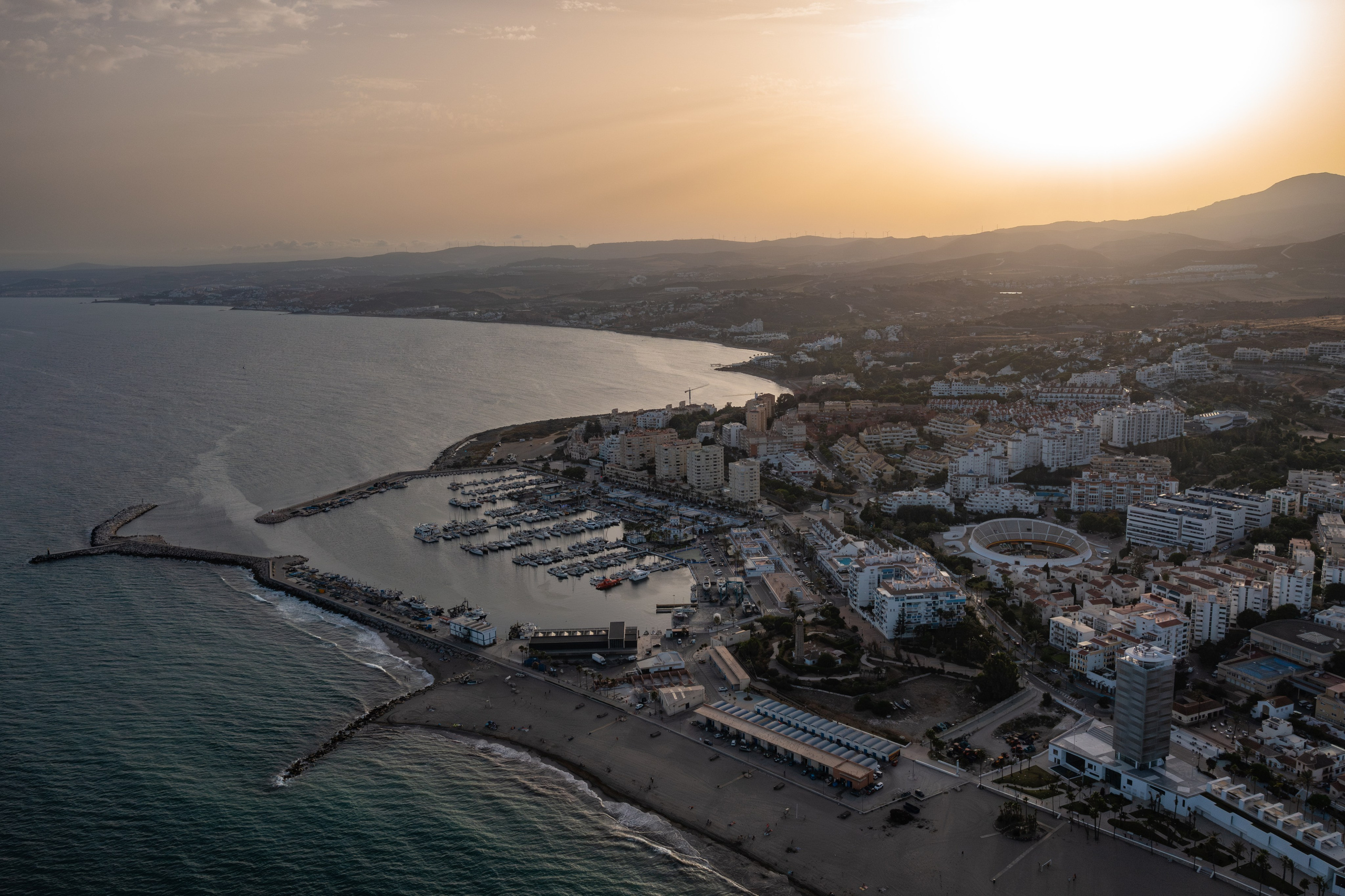 Scenic view of Estepona city and beachfront properties by Estepona-based aerial photographer