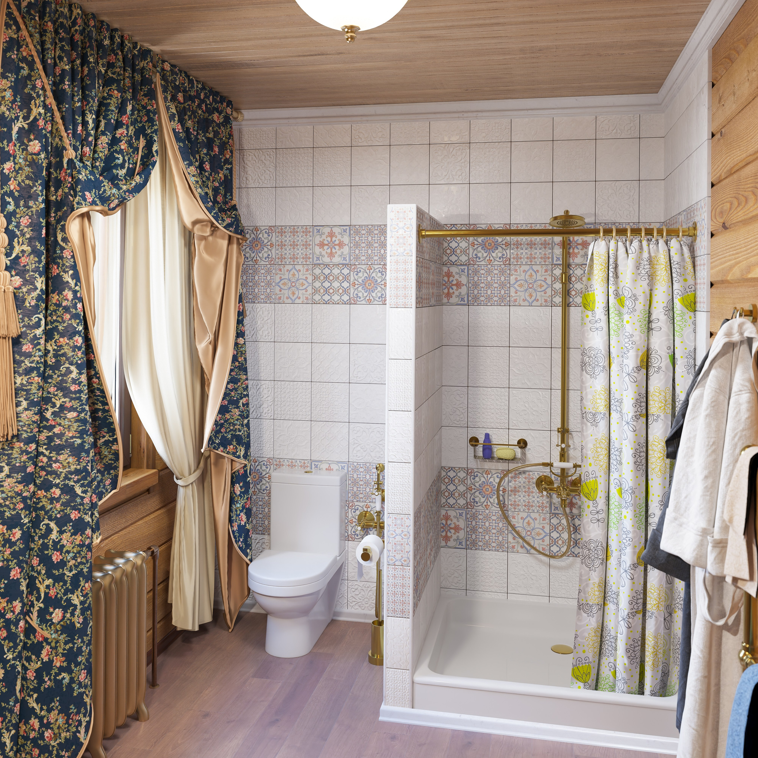 1 этаж. Санузел. Дизайн и визуализация