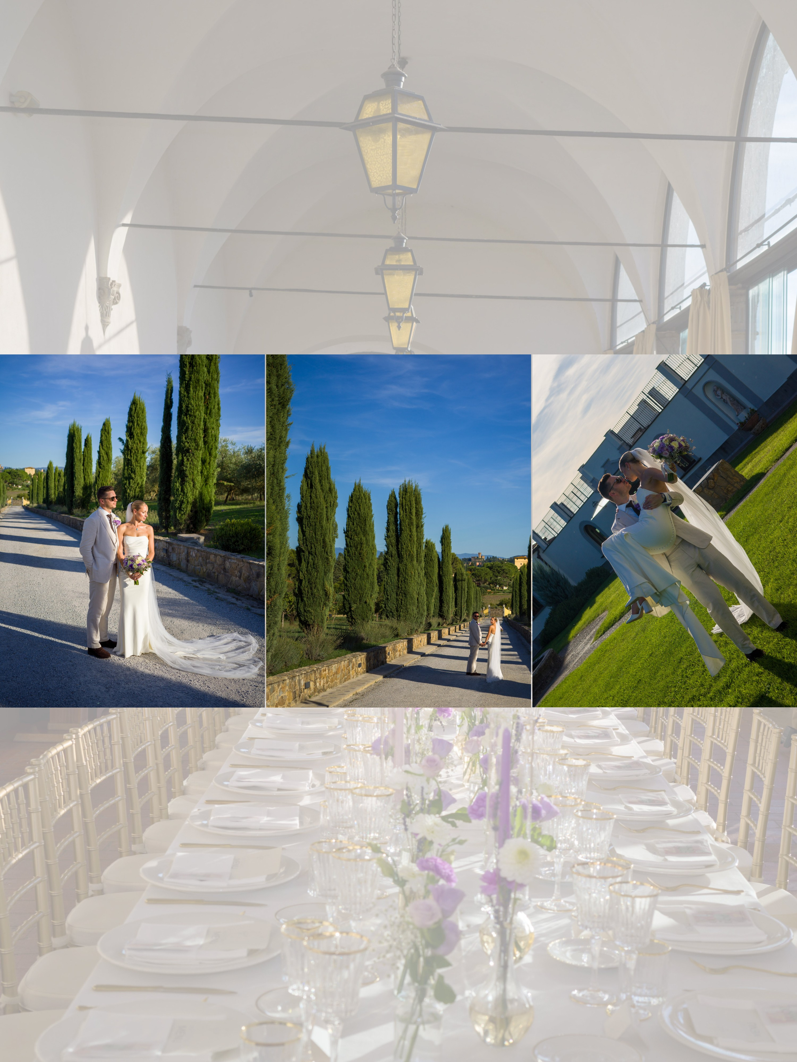 Wedding couple walking through the Tuscan landscape
