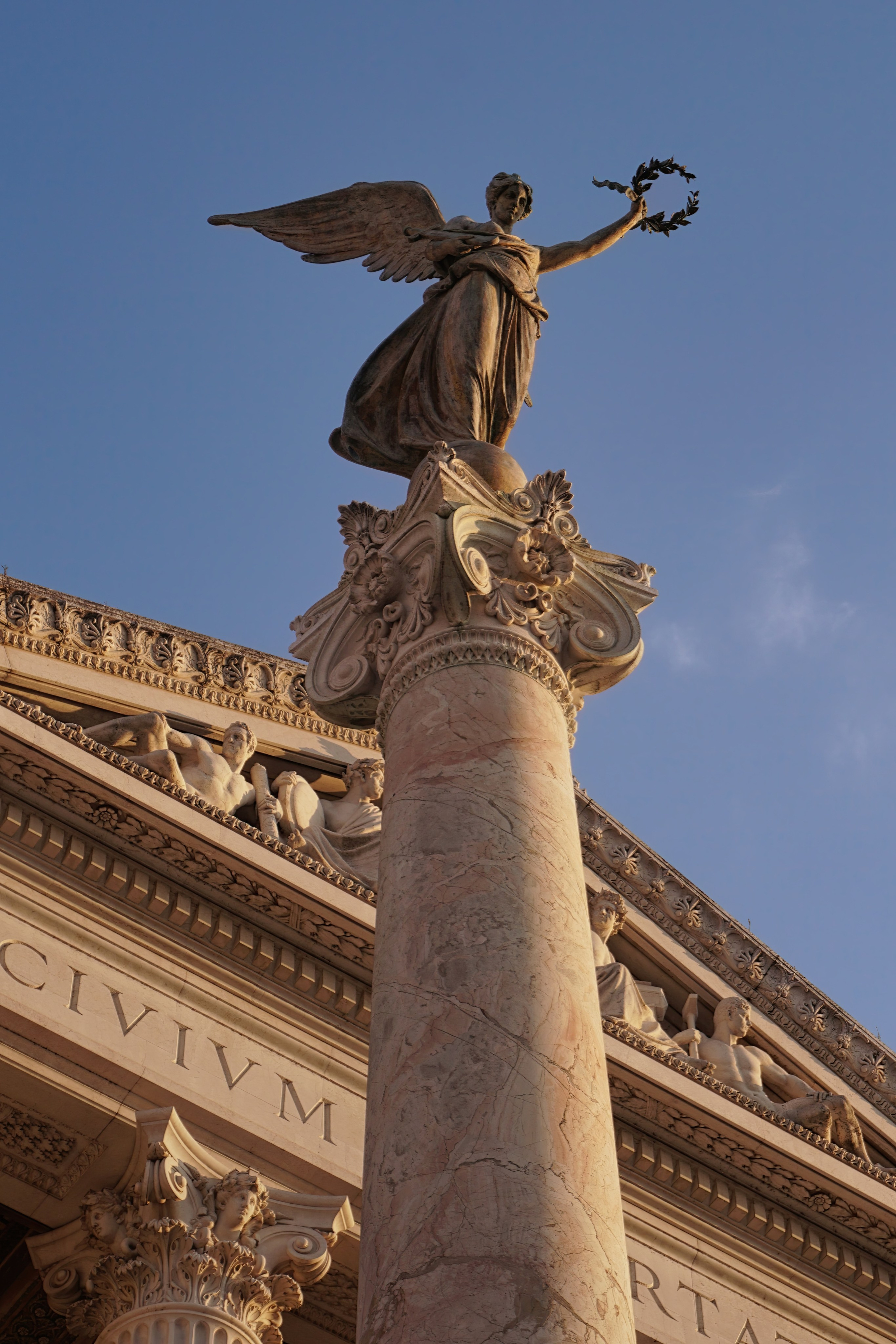 Photography of Italy – Vittoriano monument Liberty figure in Rome, photographed as part of a photography book about Rome.
