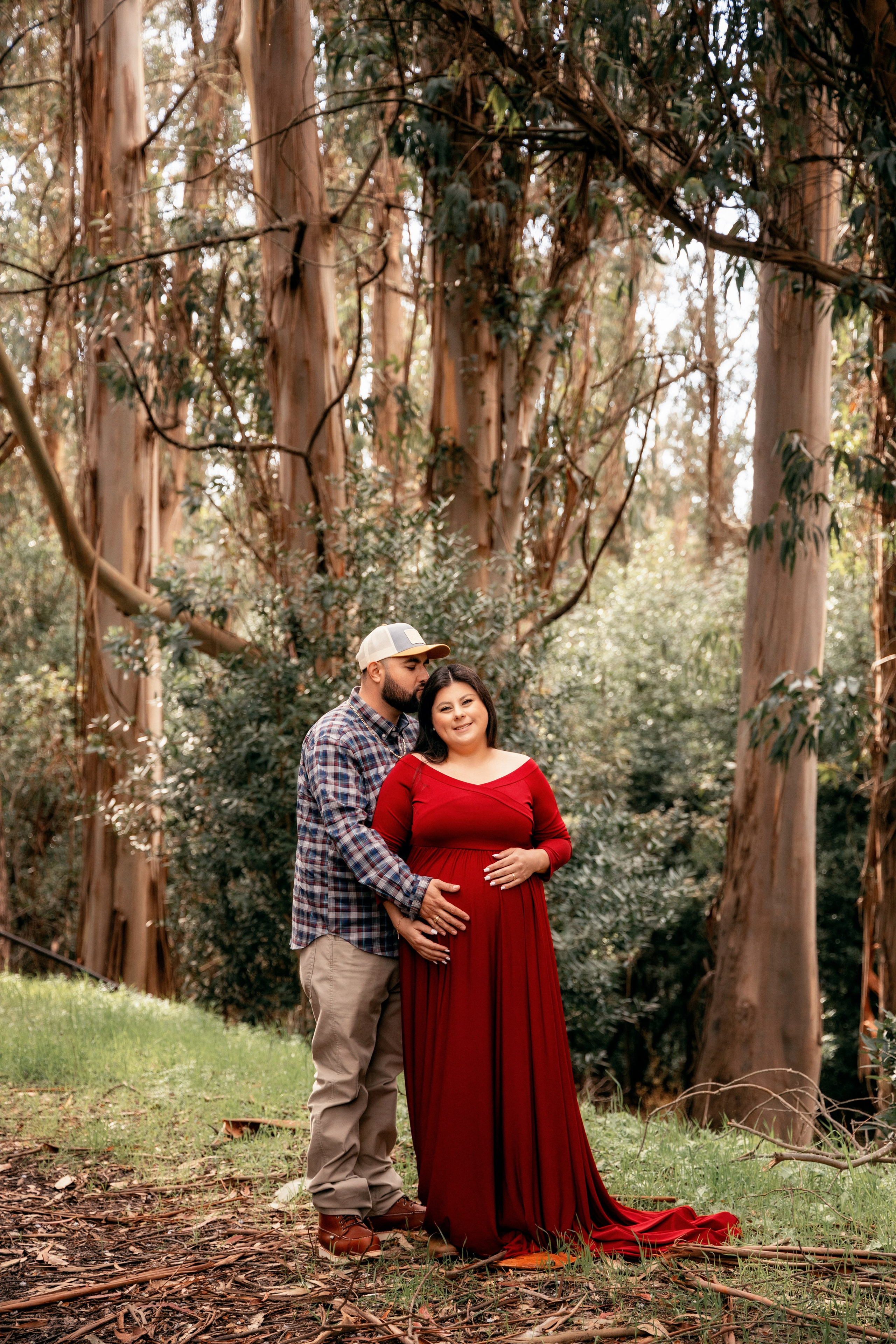 Warm moment of anticipation: pregnant woman surrounded by nature