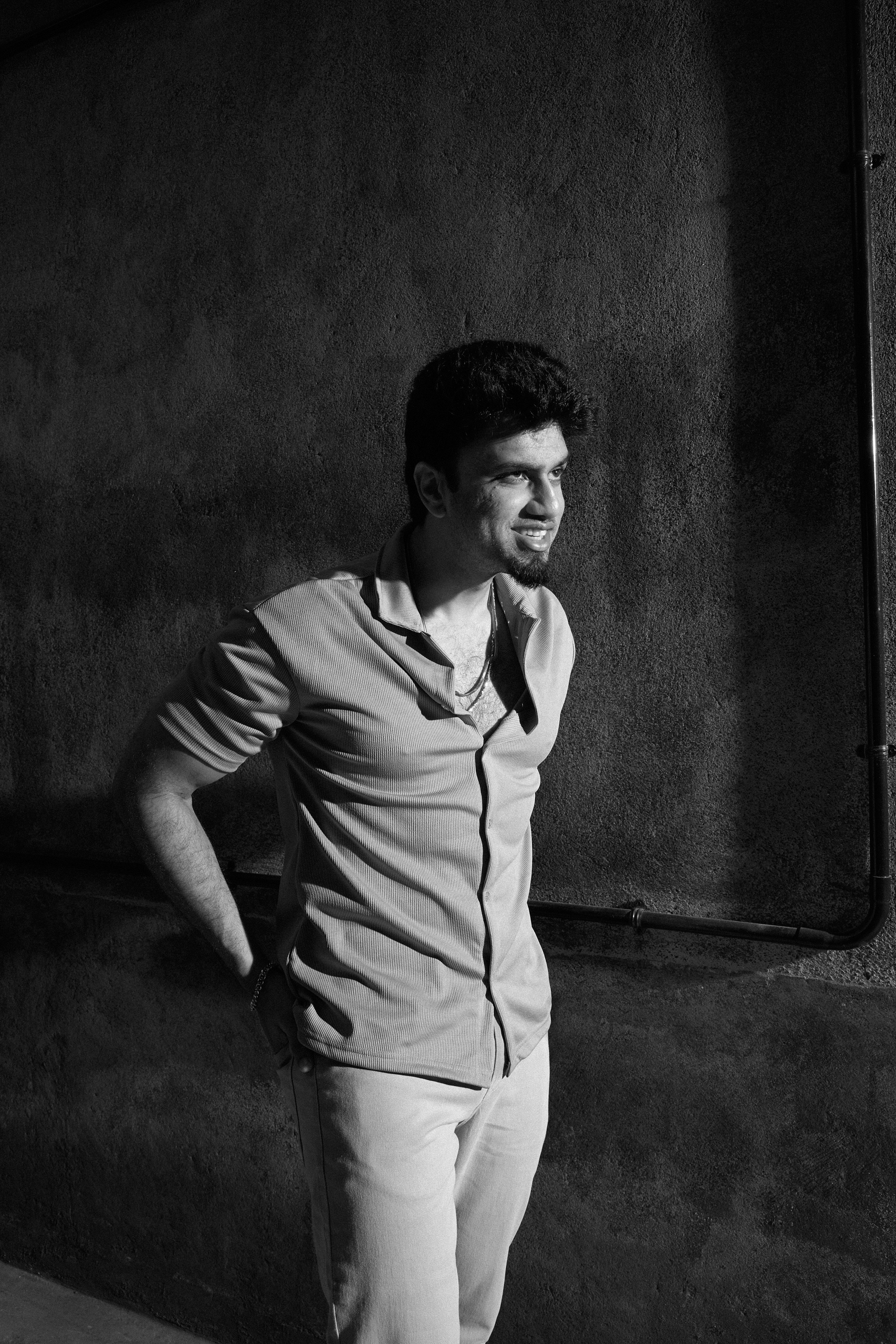 Black and White Male Portrait in Chennai