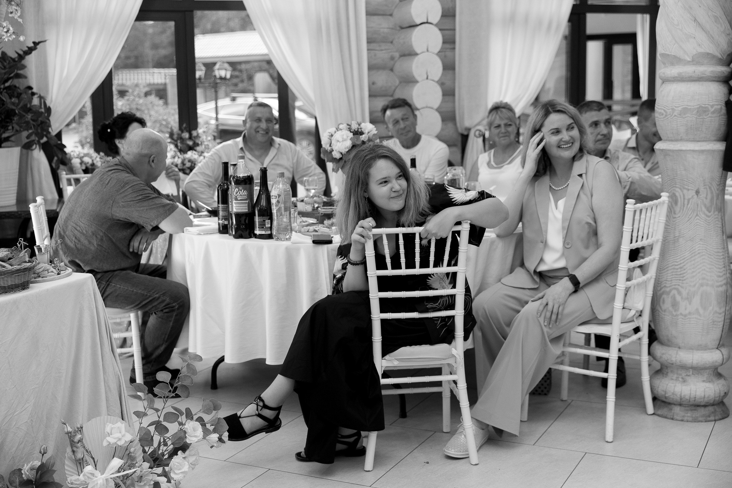 Guests at evening party, by Bude, Cornwall reportage photographer.