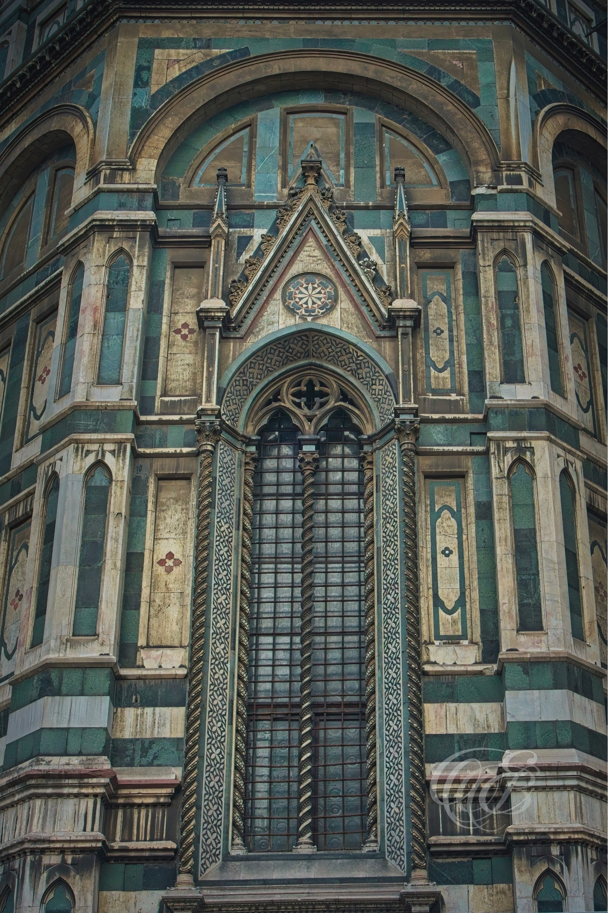 Florence, Italy—The windows of Santa Maria del Fiore reflect the cathedral’s long architectural development, spanning from its medieval origins to later Renaissance and post-Renaissance additions. As part of the cathedral’s historic structure, they contribute to one of Florence’s most important religious and architectural landmarks, central to the city’s cultural identity. Eduardo Bartoli Photography.