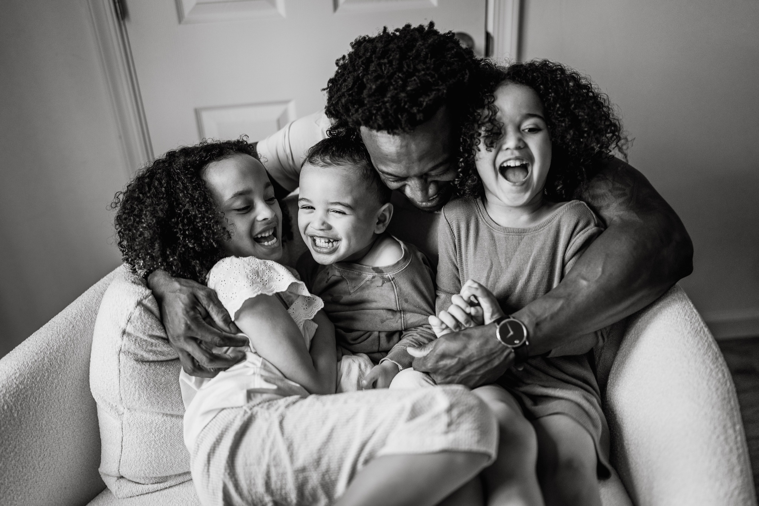 Stephanie, Lamar and kids at home. Wedding and family photographer and videographer PA, NJ, NY, DE, MD
